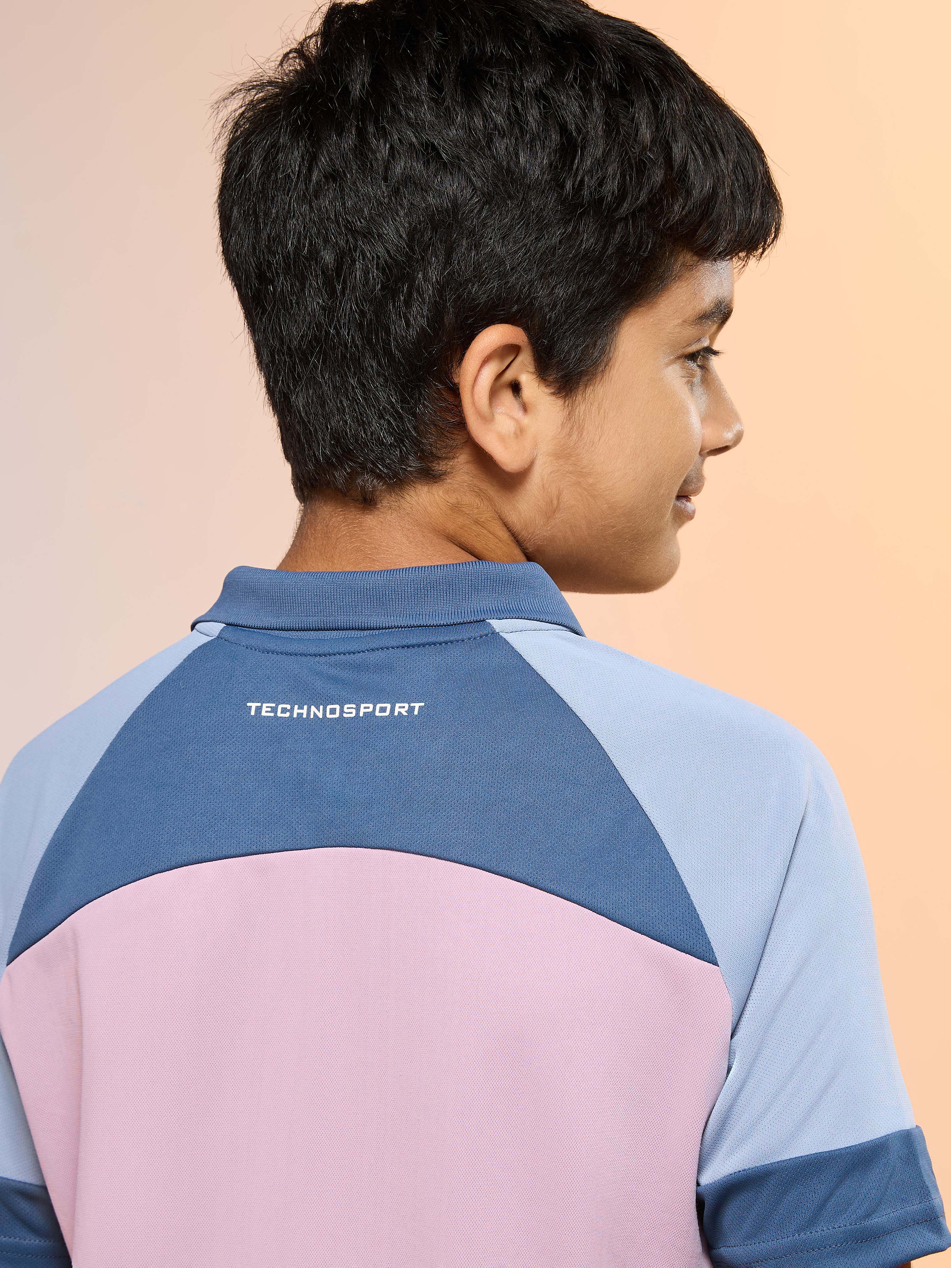 Boys Colorblock Slim Fit Polo Sports T-shirt with TECHNO DRY - Image 7