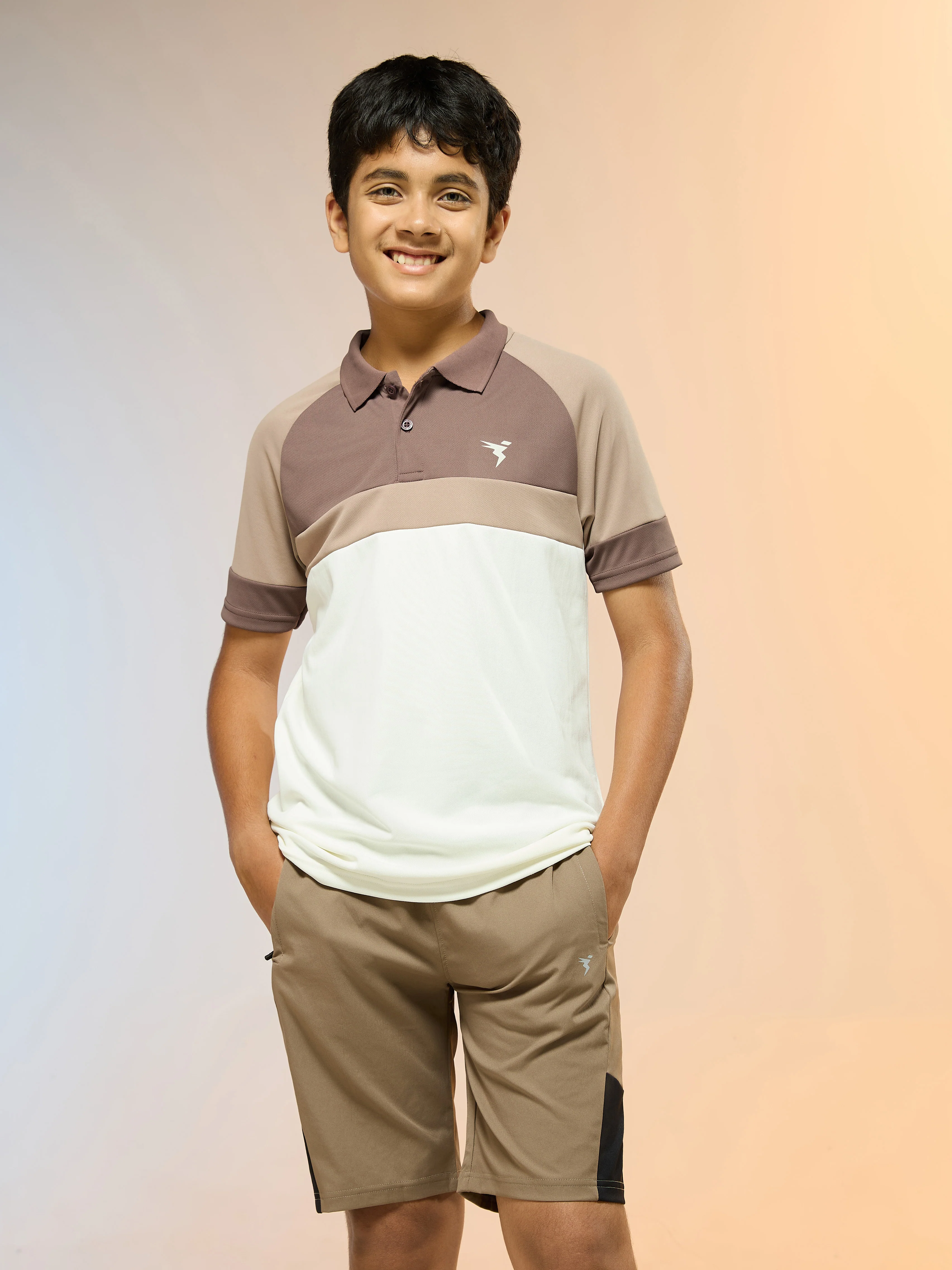 Boys Colorblock Slim Fit Polo Sports T-shirt with TECHNO DRY - Image 2