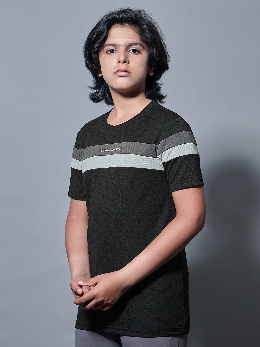 Boys Colorblock Slim Fit Round Neck Sports T-shirt with TECHNO DRY - Image 5