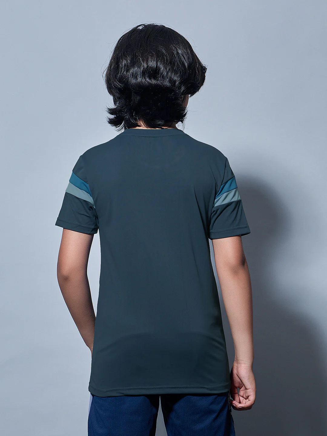 Boys Colorblock Slim Fit Round Neck Sports T-shirt with TECHNO DRY - Image 3