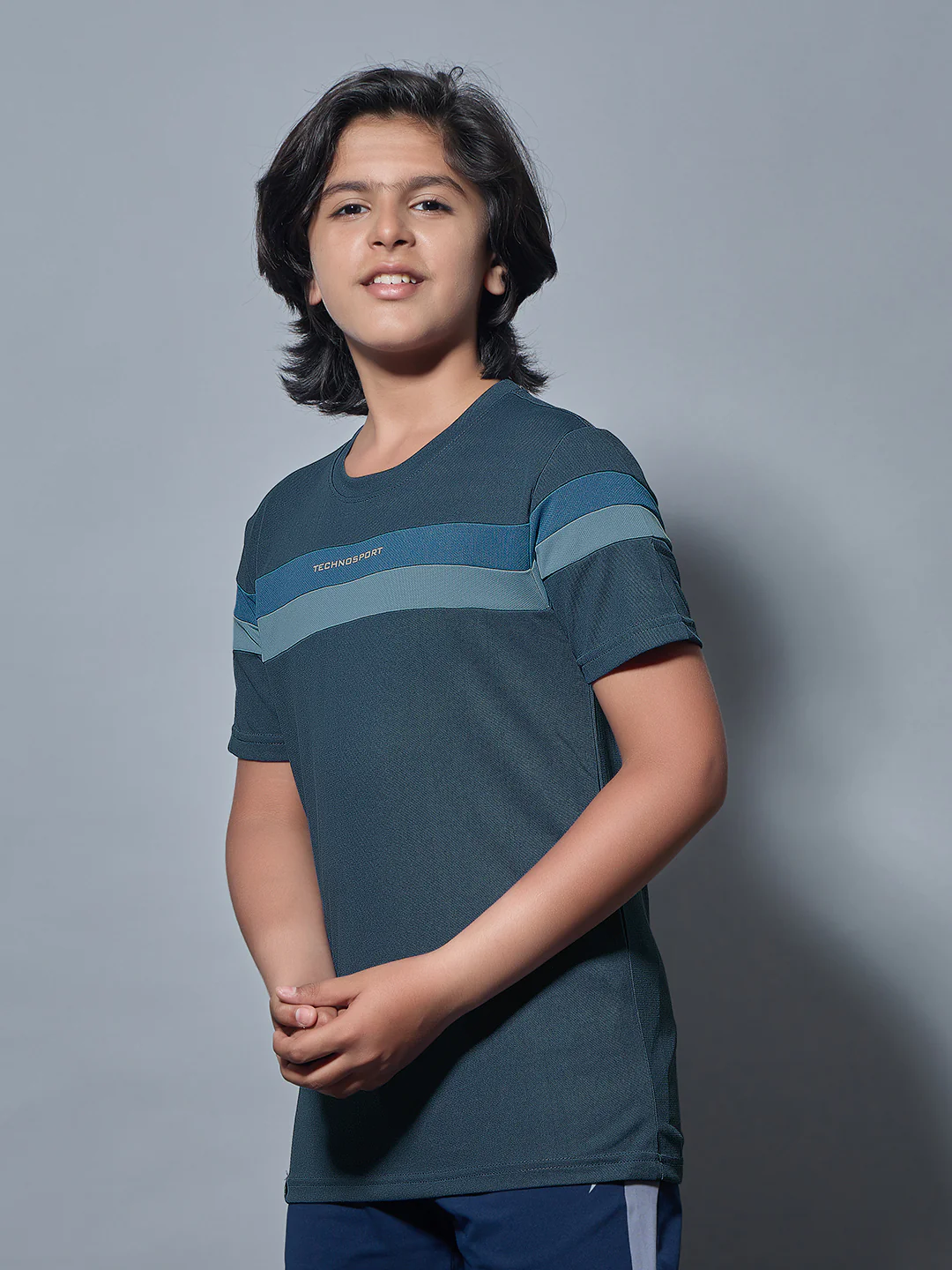 Boys Colorblock Slim Fit Round Neck Sports T-shirt with TECHNO DRY - Image 4