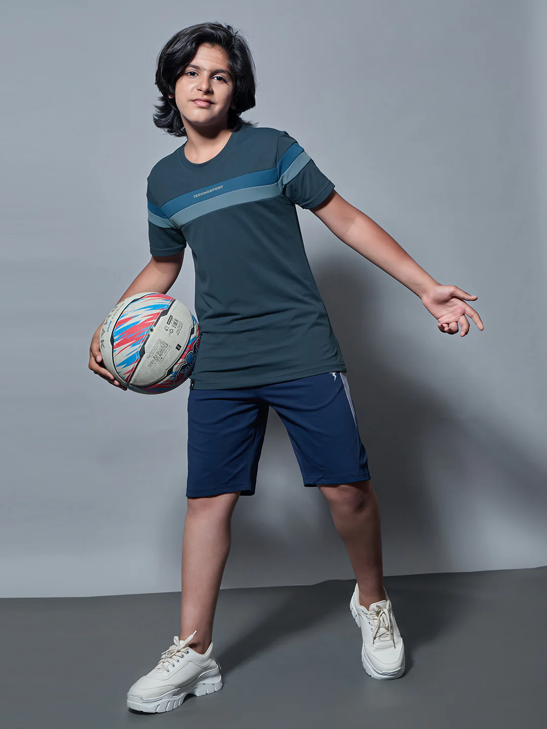 Boys Colorblock Slim Fit Round Neck Sports T-shirt with TECHNO DRY - Image 5