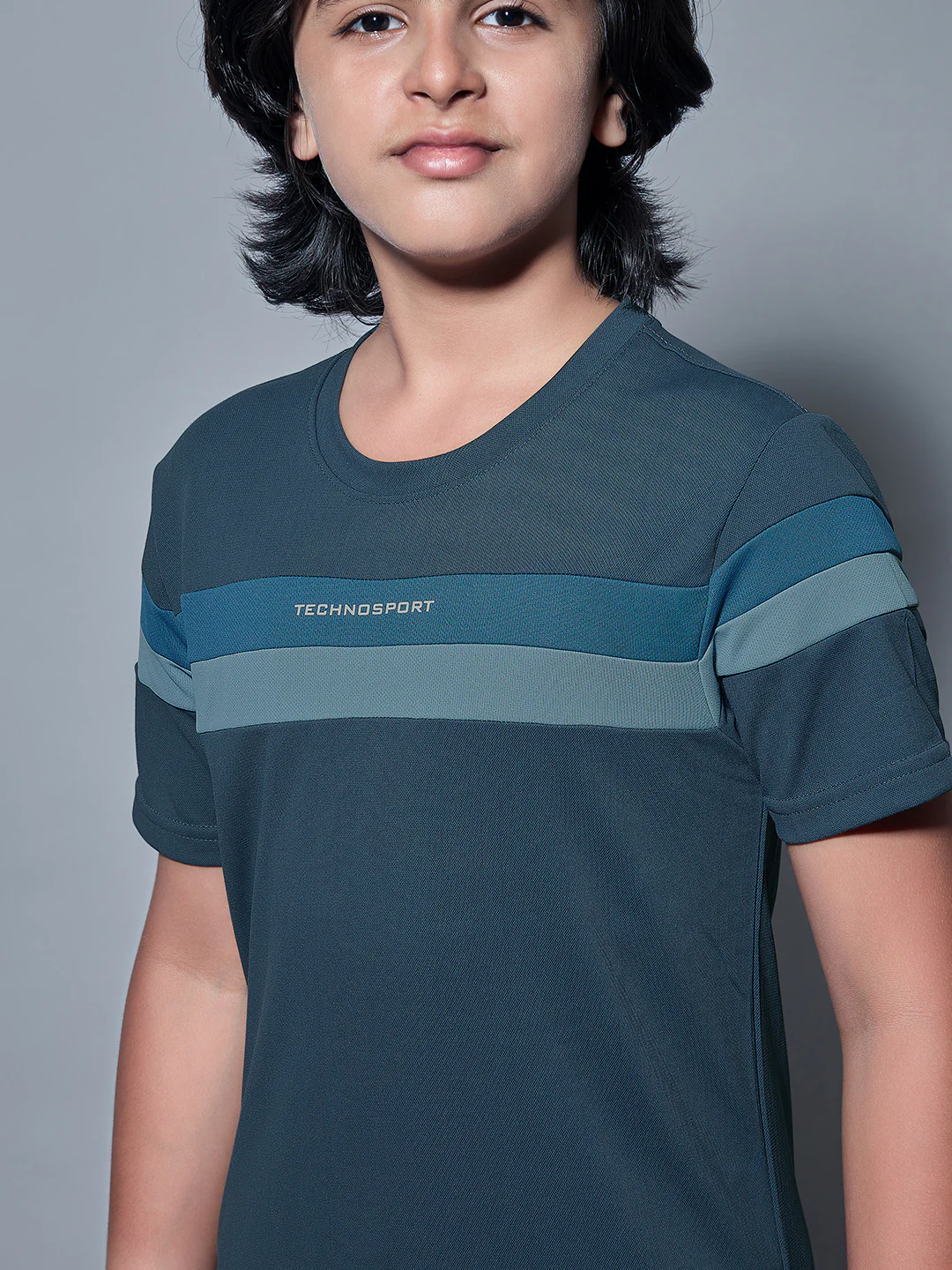 Boys Colorblock Slim Fit Round Neck Sports T-shirt with TECHNO DRY - Image 6