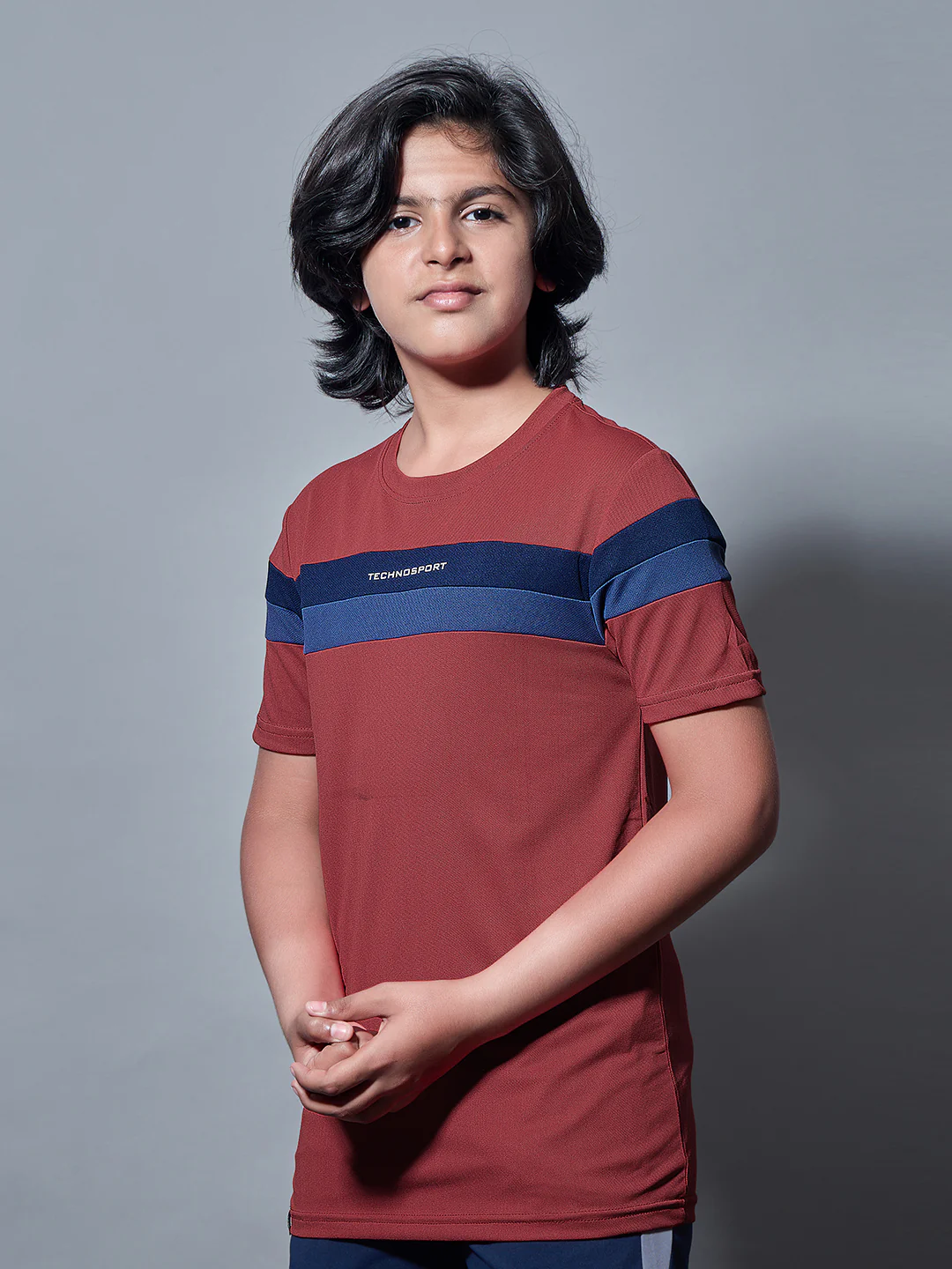 Boys Colorblock Slim Fit Round Neck Sports T-shirt with TECHNO DRY - Image 4