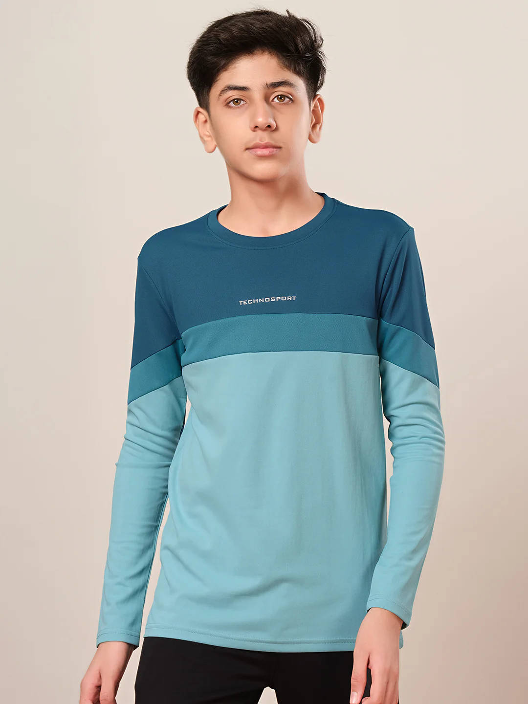Boys Colorblock Slim Fit Round Neck Sports T-shirt with TECHNO DRY - Image 2