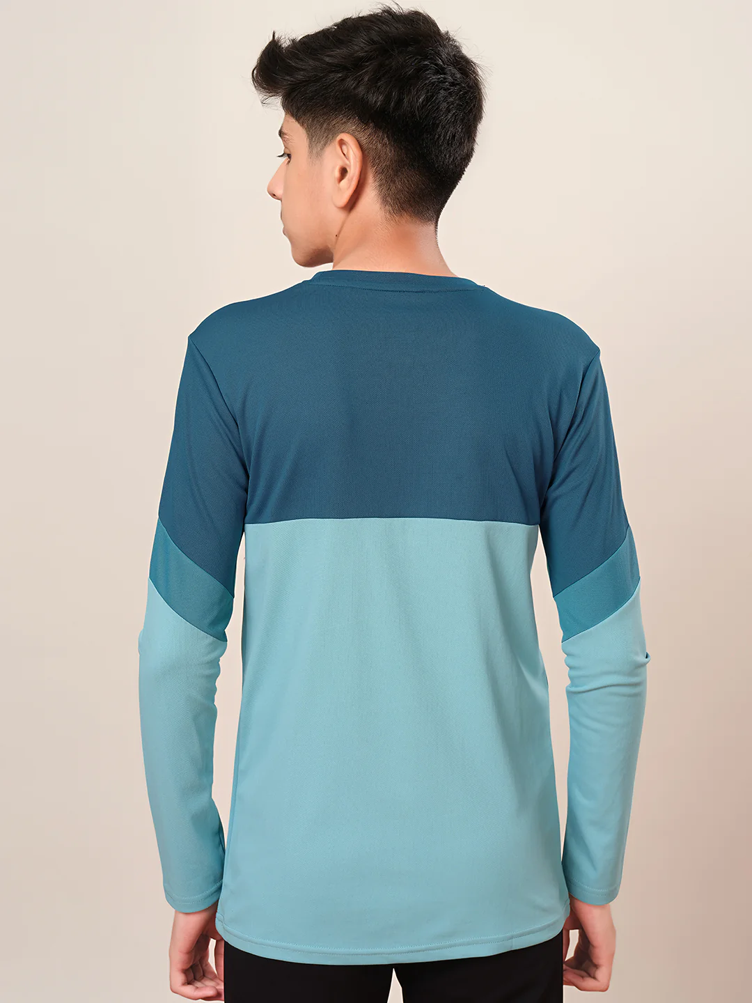 Boys Colorblock Slim Fit Round Neck Sports T-shirt with TECHNO DRY - Image 3