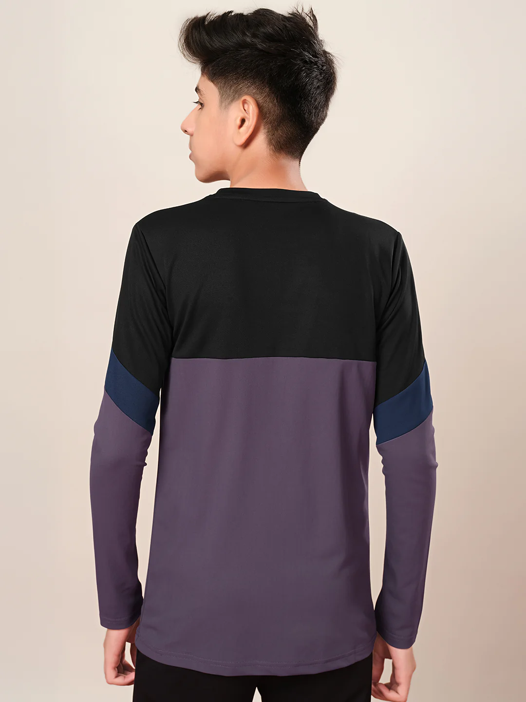 Boys Colorblock Slim Fit Round Neck Sports T-shirt with TECHNO DRY - Image 3