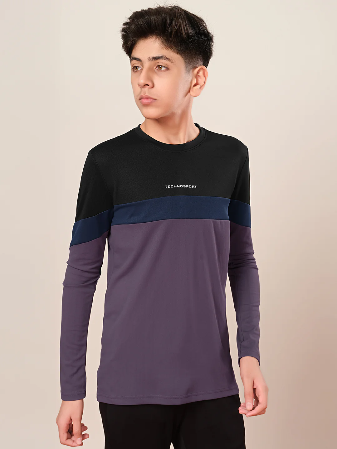 Boys Colorblock Slim Fit Round Neck Sports T-shirt with TECHNO DRY - Image 4