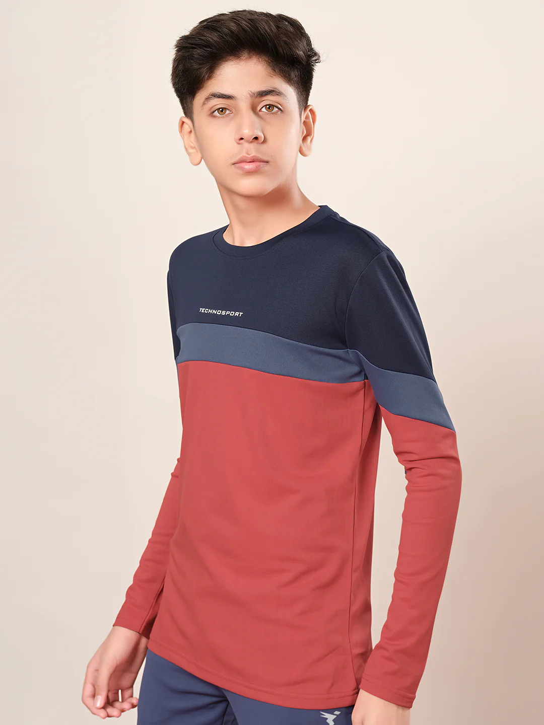 Boys Colorblock Slim Fit Round Neck Sports T-shirt with TECHNO DRY - Image 4