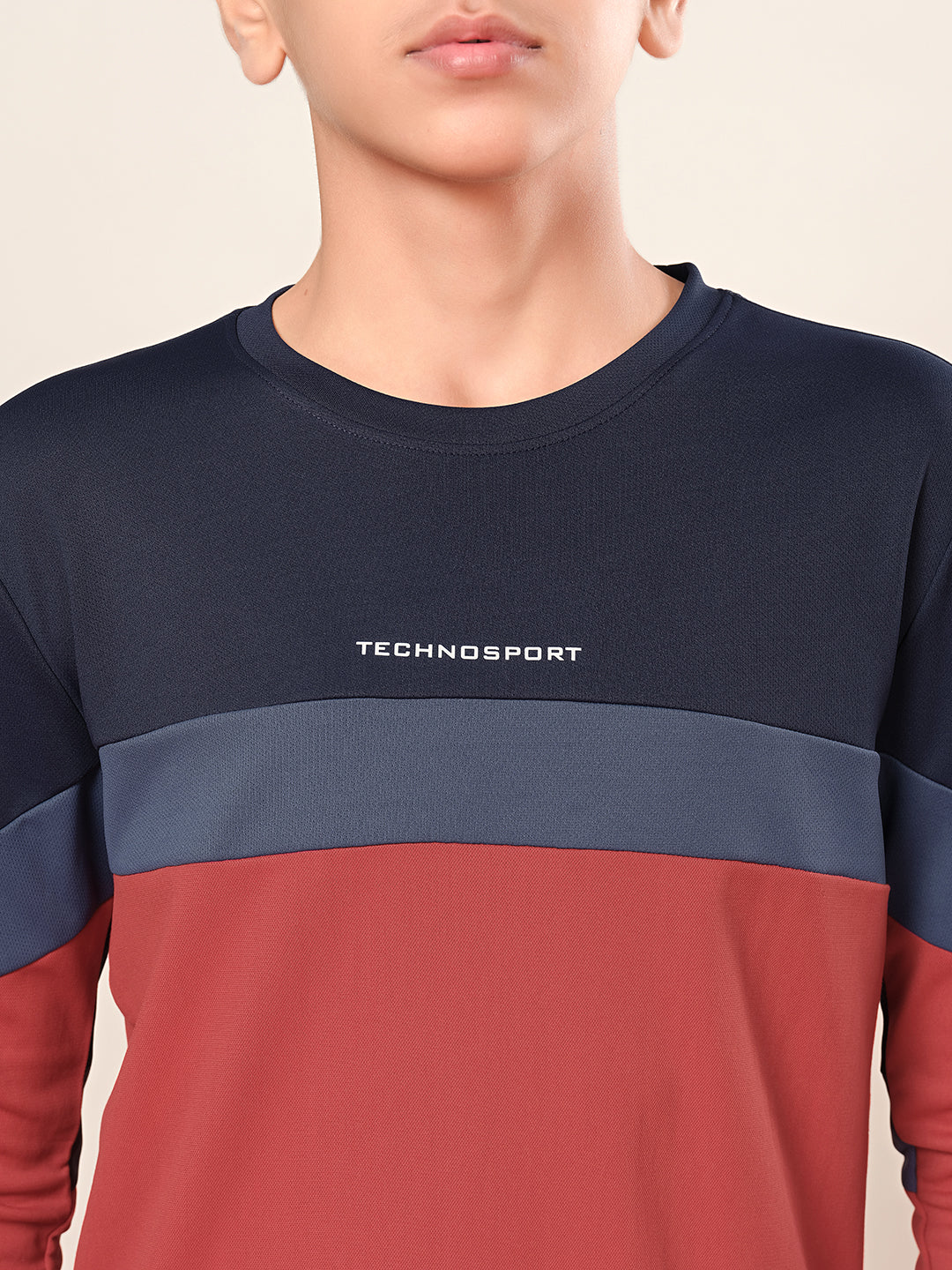 Boys Colorblock Slim Fit Round Neck Sports T-shirt with TECHNO DRY - Image 5