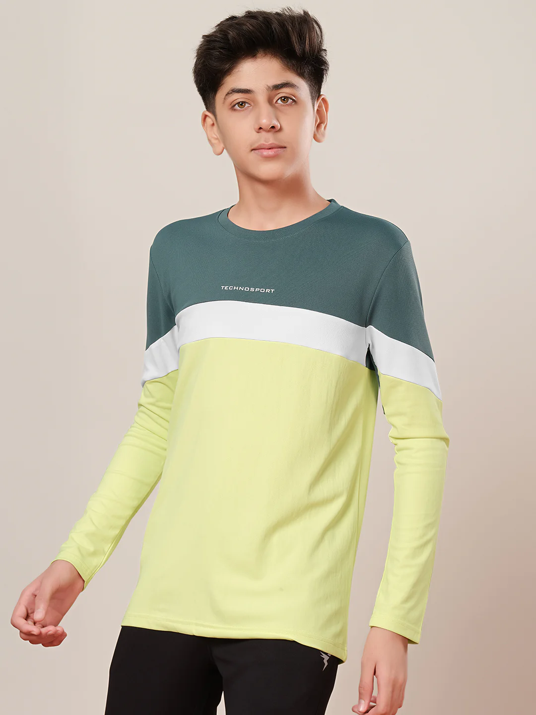 Boys Colorblock Slim Fit Round Neck Sports T-shirt with TECHNO DRY - Image 4