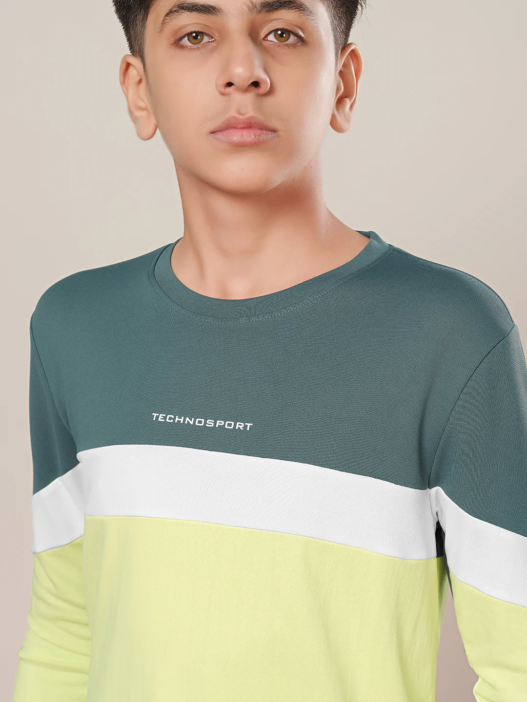 Boys Colorblock Slim Fit Round Neck Sports T-shirt with TECHNO DRY - Image 6