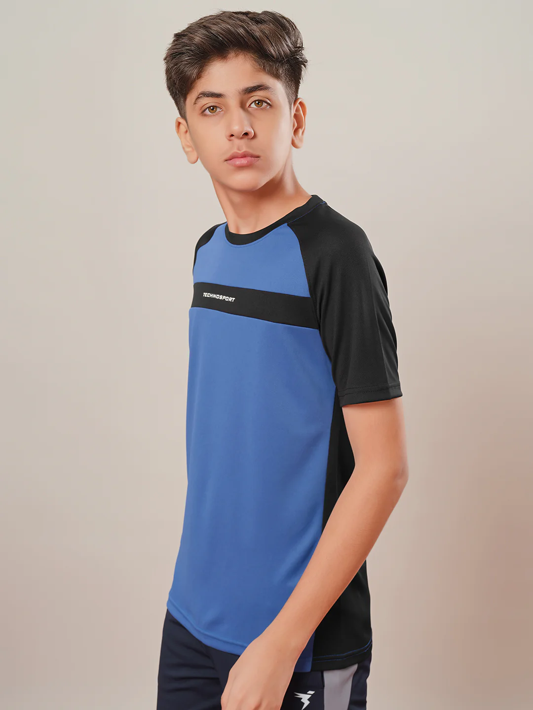 Boys Colorblock Slim Fit Round Neck T-shirt with DOUBLE COOL - Image 4