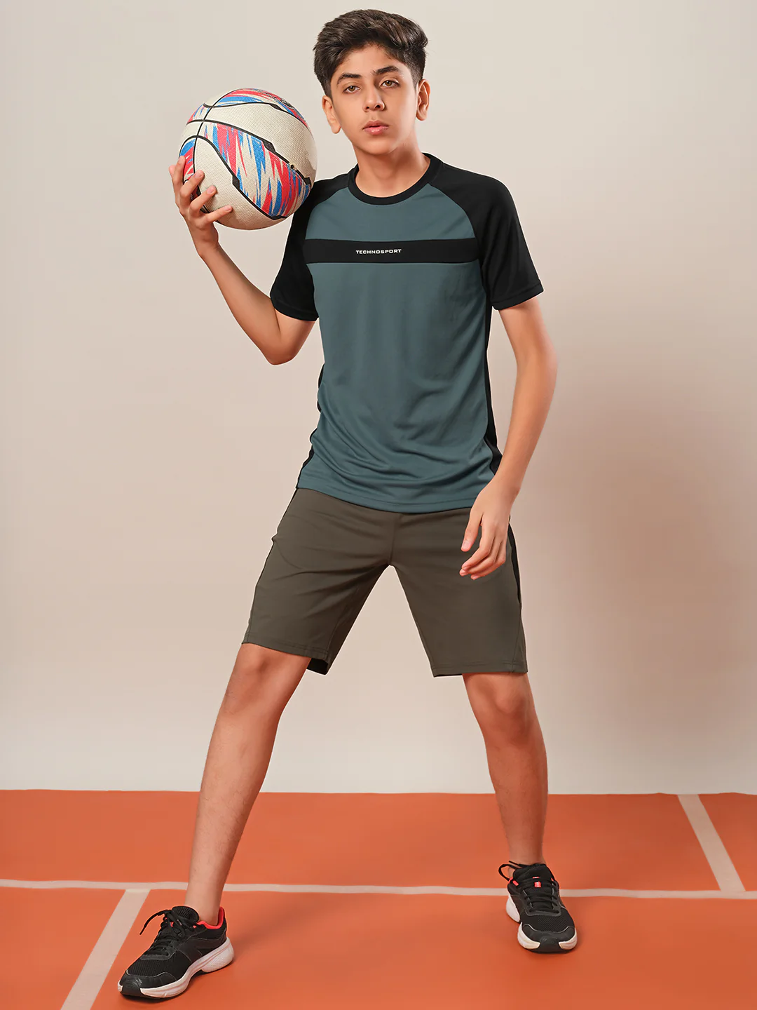 Boys Colorblock Slim Fit Round Neck T-shirt with DOUBLE COOL - Image 4