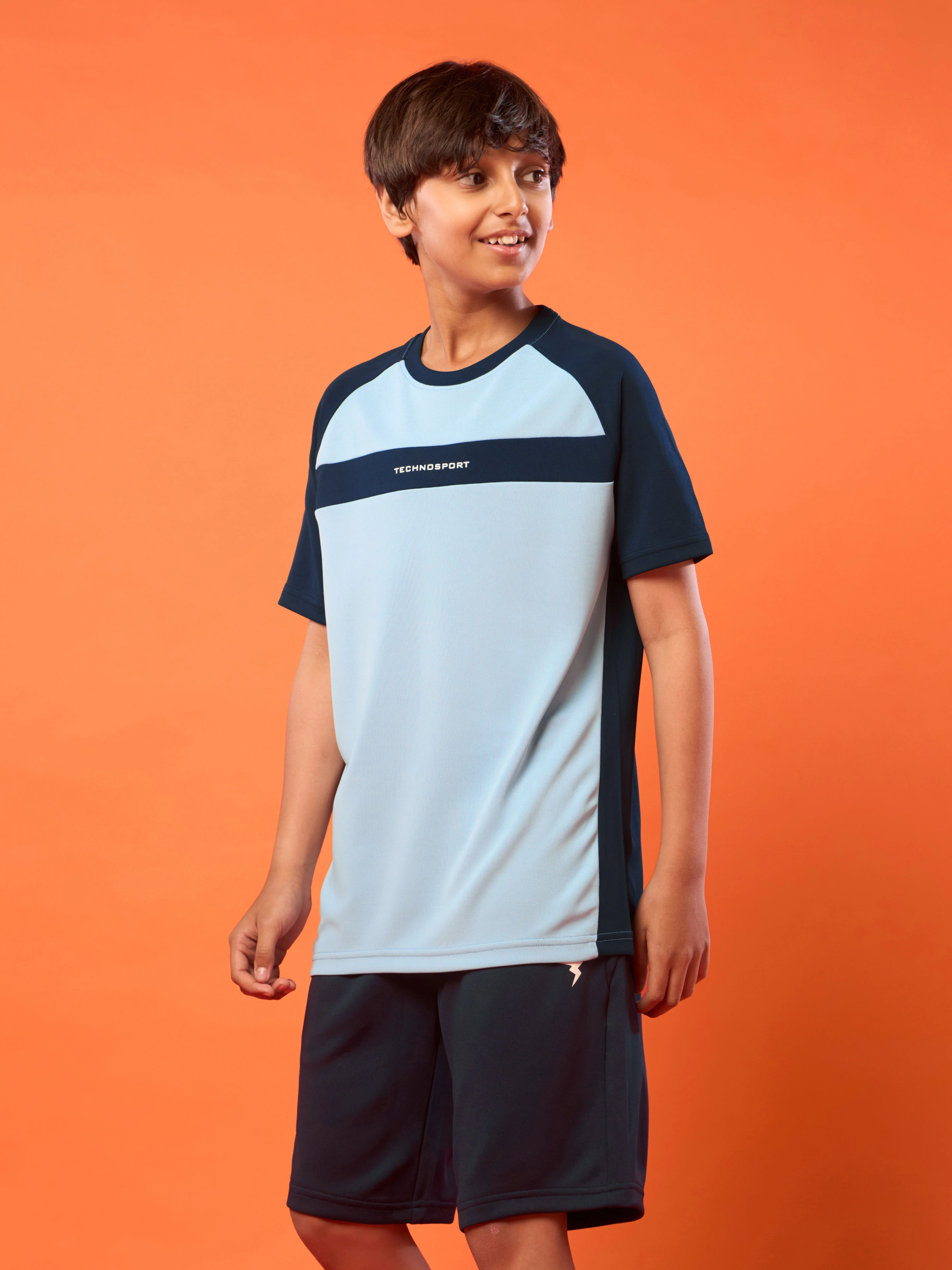 Boys Colorblock Slim Fit Round Neck T-shirt with DOUBLE COOL - Image 3