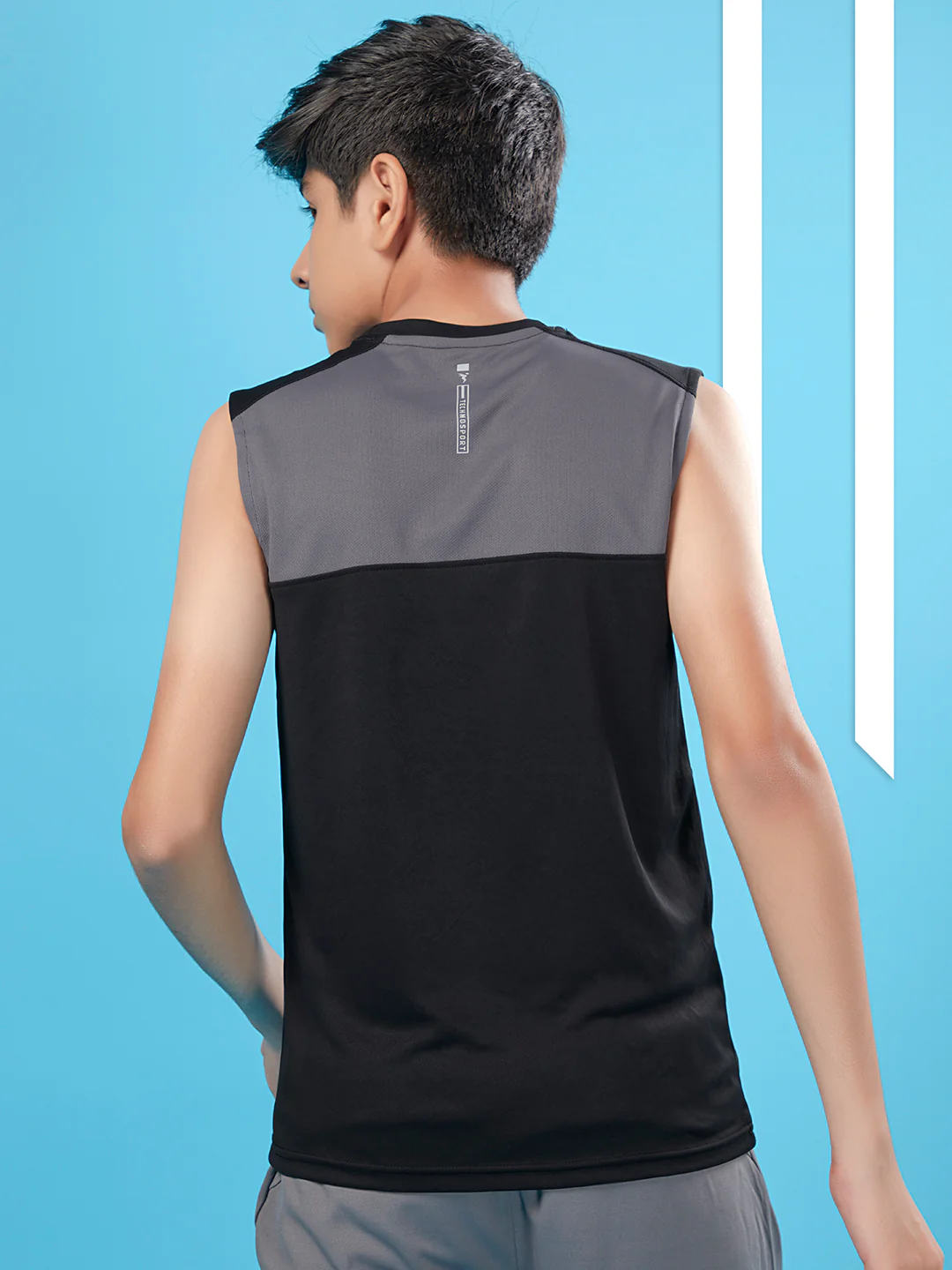 Boys Colorblock Slim Fit Round Neck T-shirt with TECHNO COOL+ - Image 2
