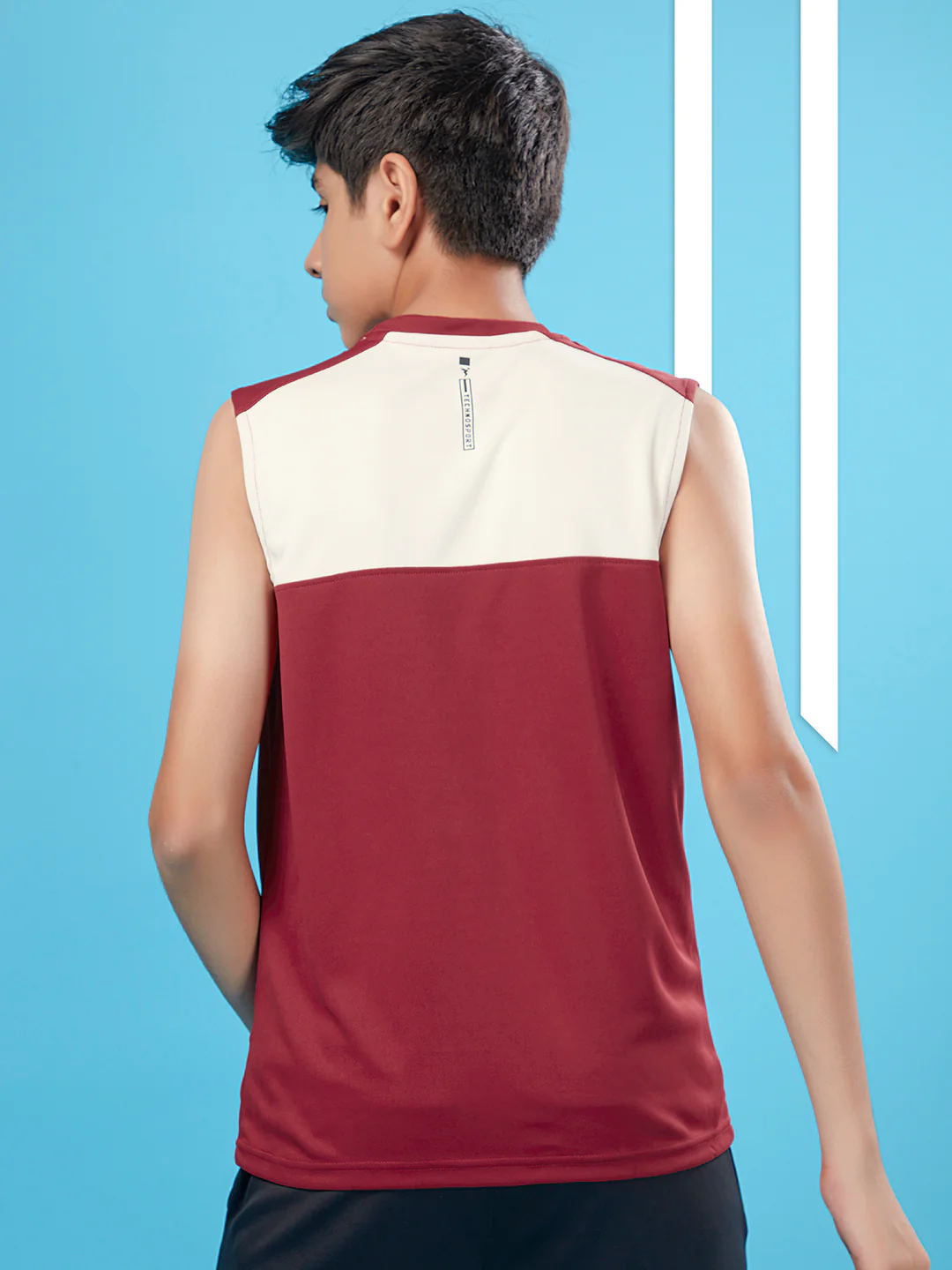 Boys Colorblock Slim Fit Round Neck T-shirt with TECHNO COOL+ - Image 2