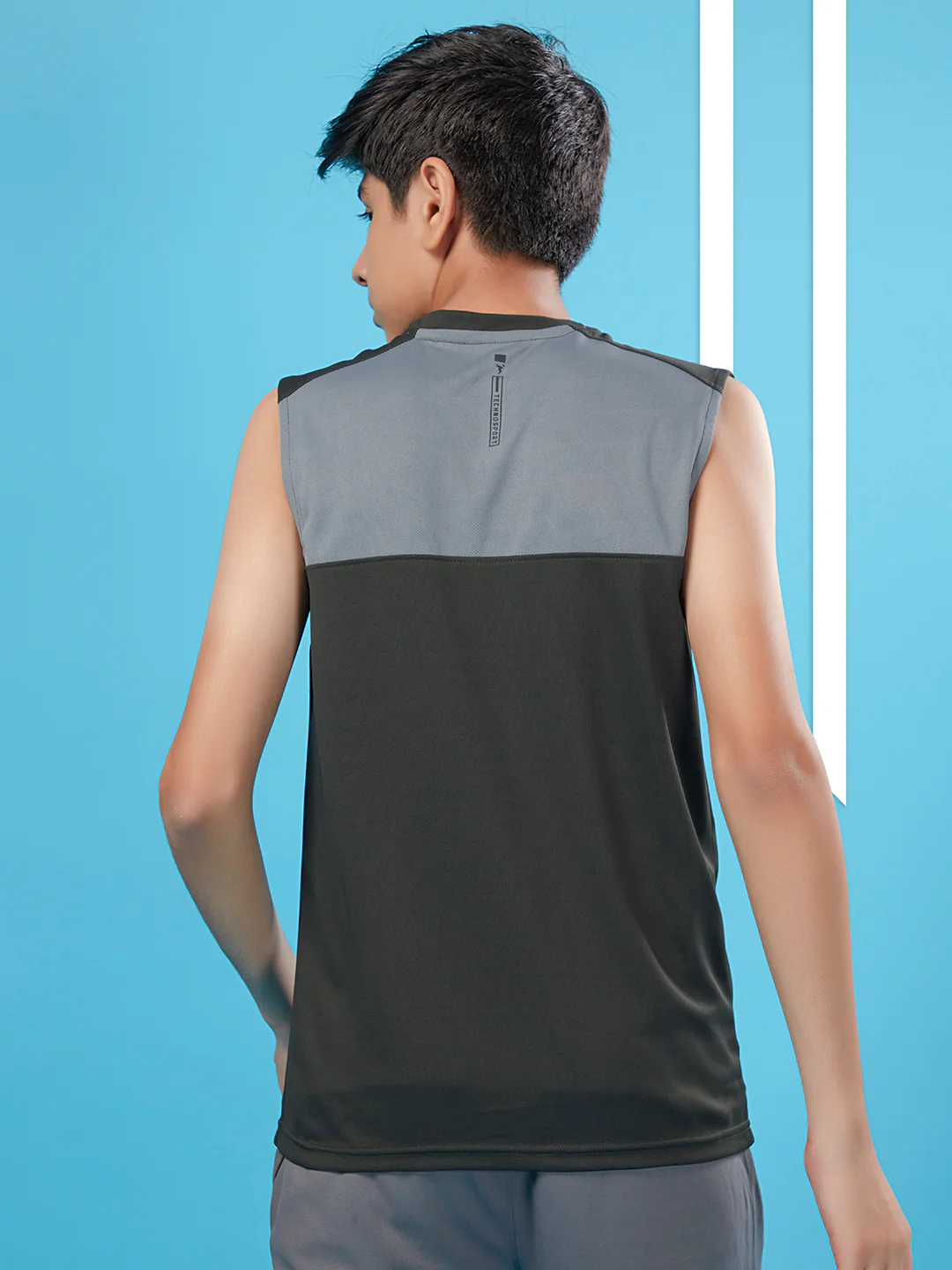 Boys Colorblock Slim Fit Round Neck T-shirt with TECHNO COOL+ - Image 2