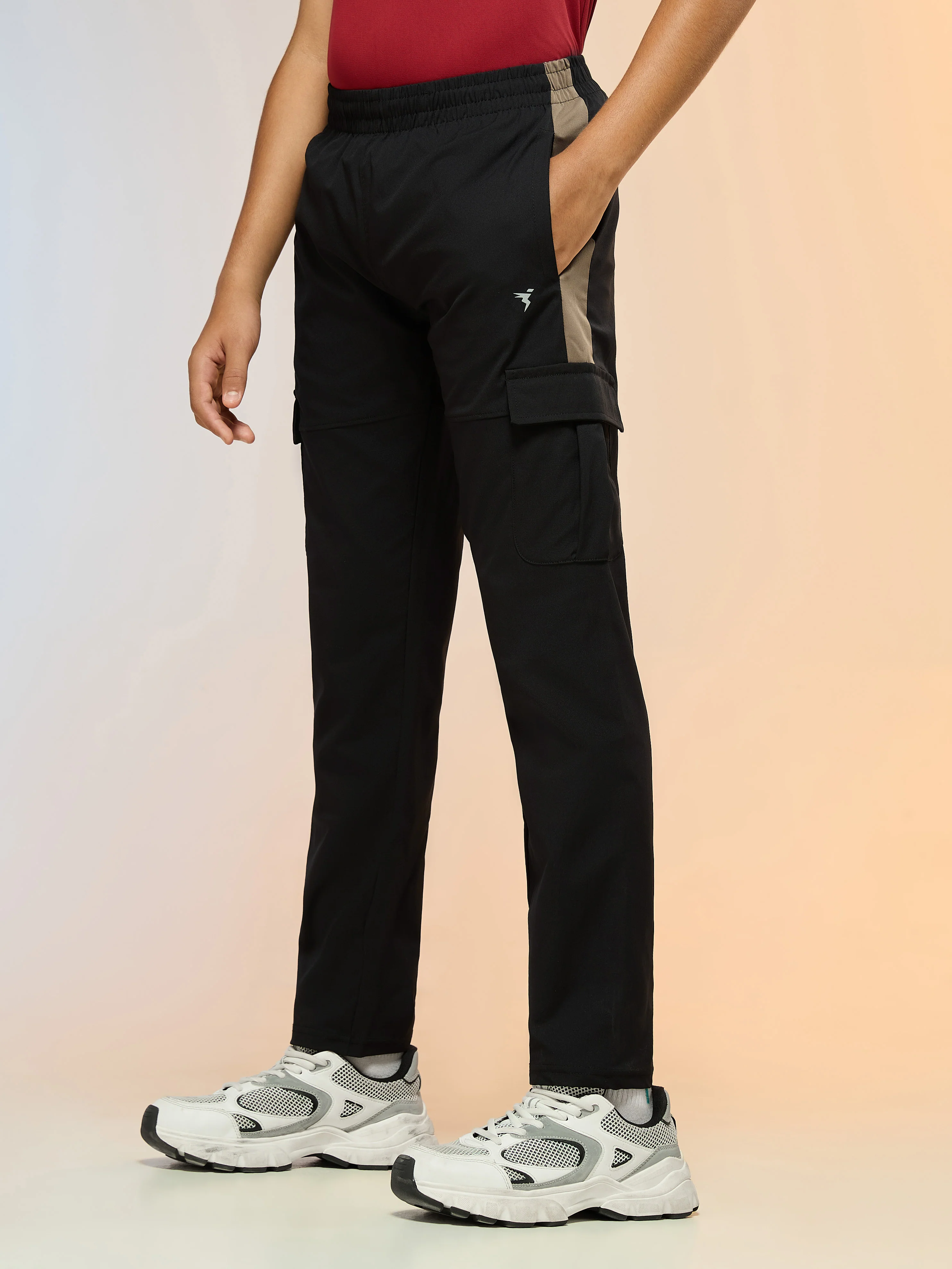 Boys Colorblock Straight Fit Sports Cargo Trackpants with TS FLEXI - Image 4