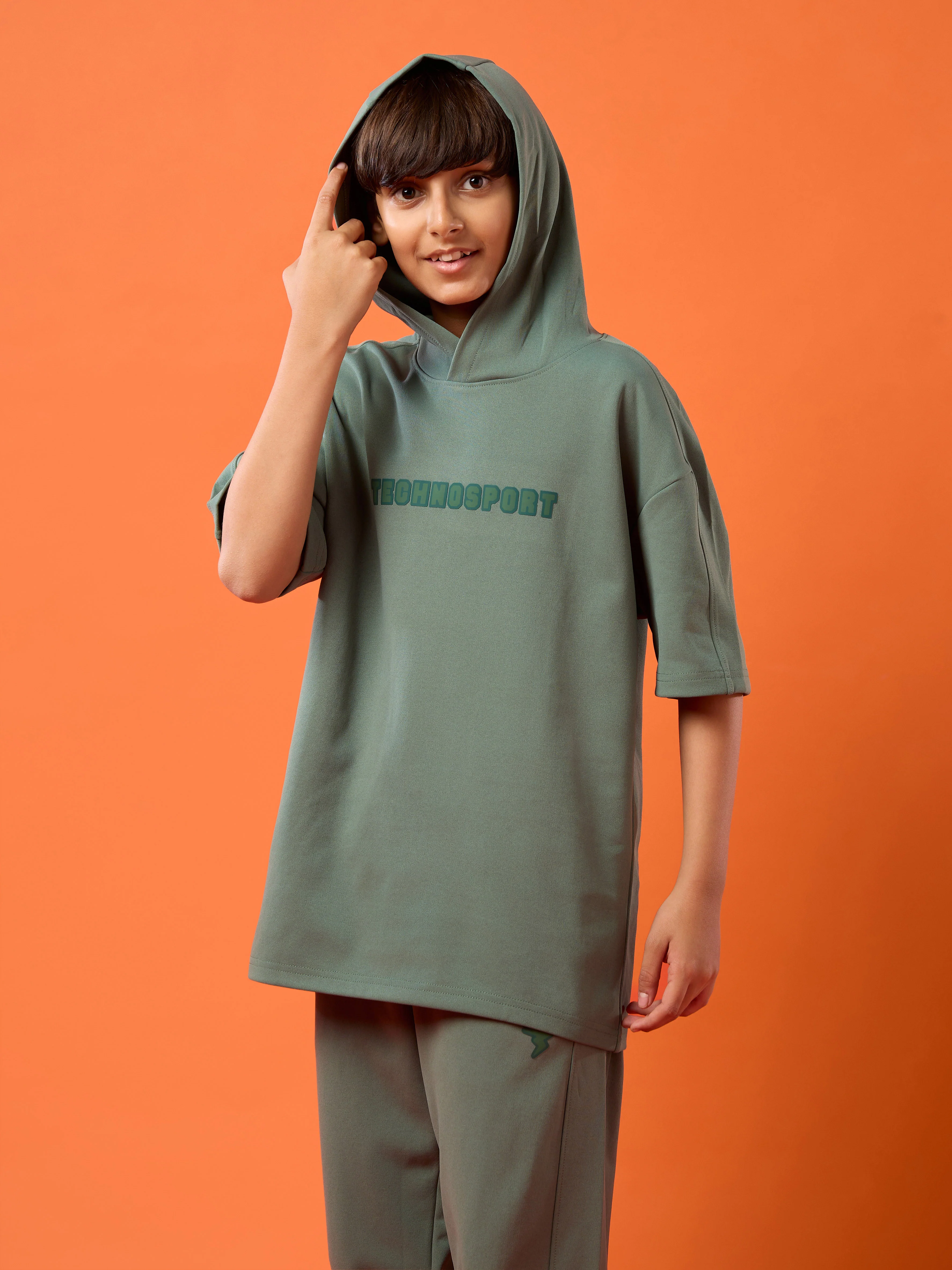 Boys Drop Shoulder Relaxed Hooded T-shirt - Image 5
