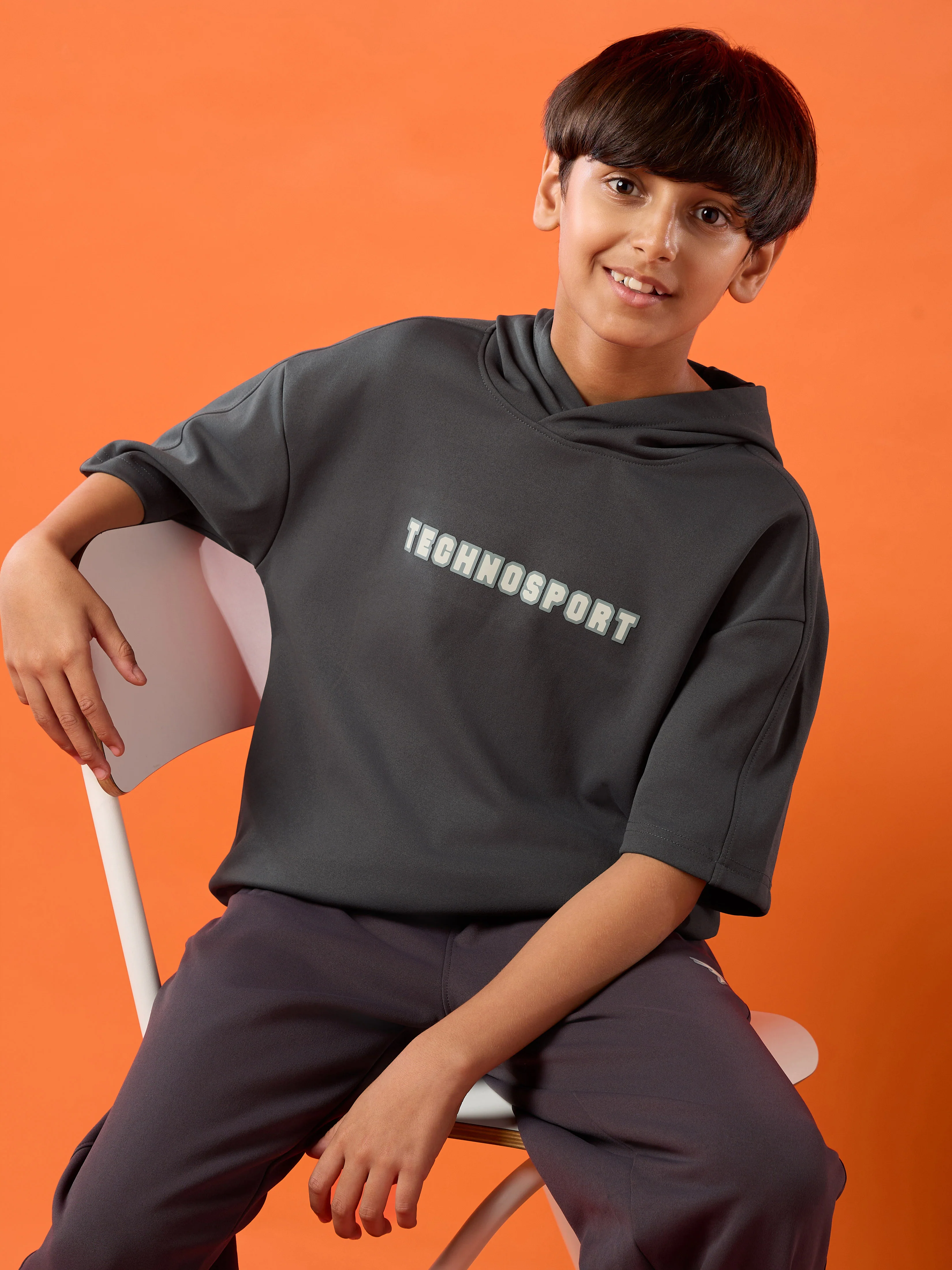 Boys Drop Shoulder Relaxed Hooded T-shirt