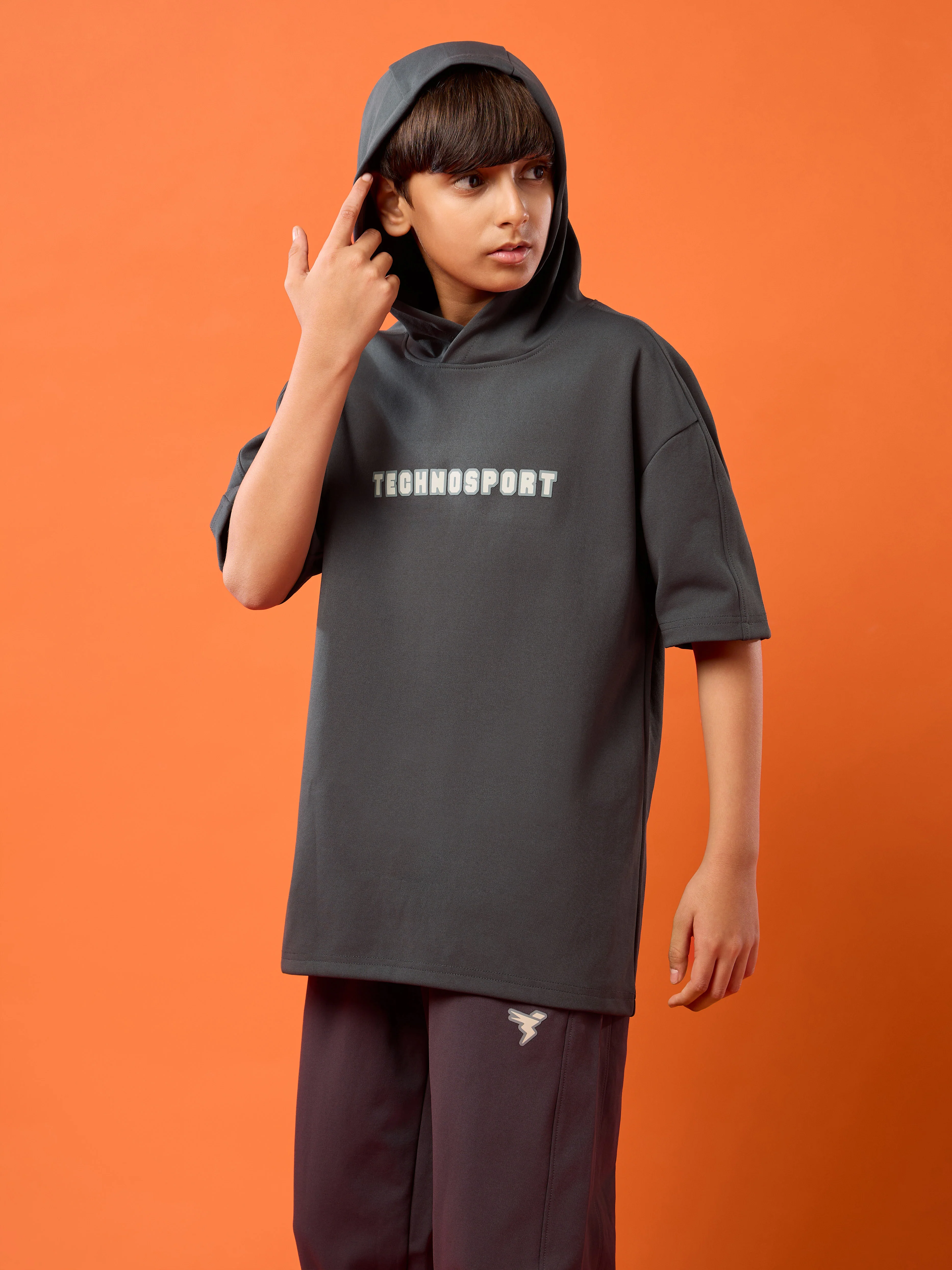 Boys Drop Shoulder Relaxed Hooded T-shirt - Image 5
