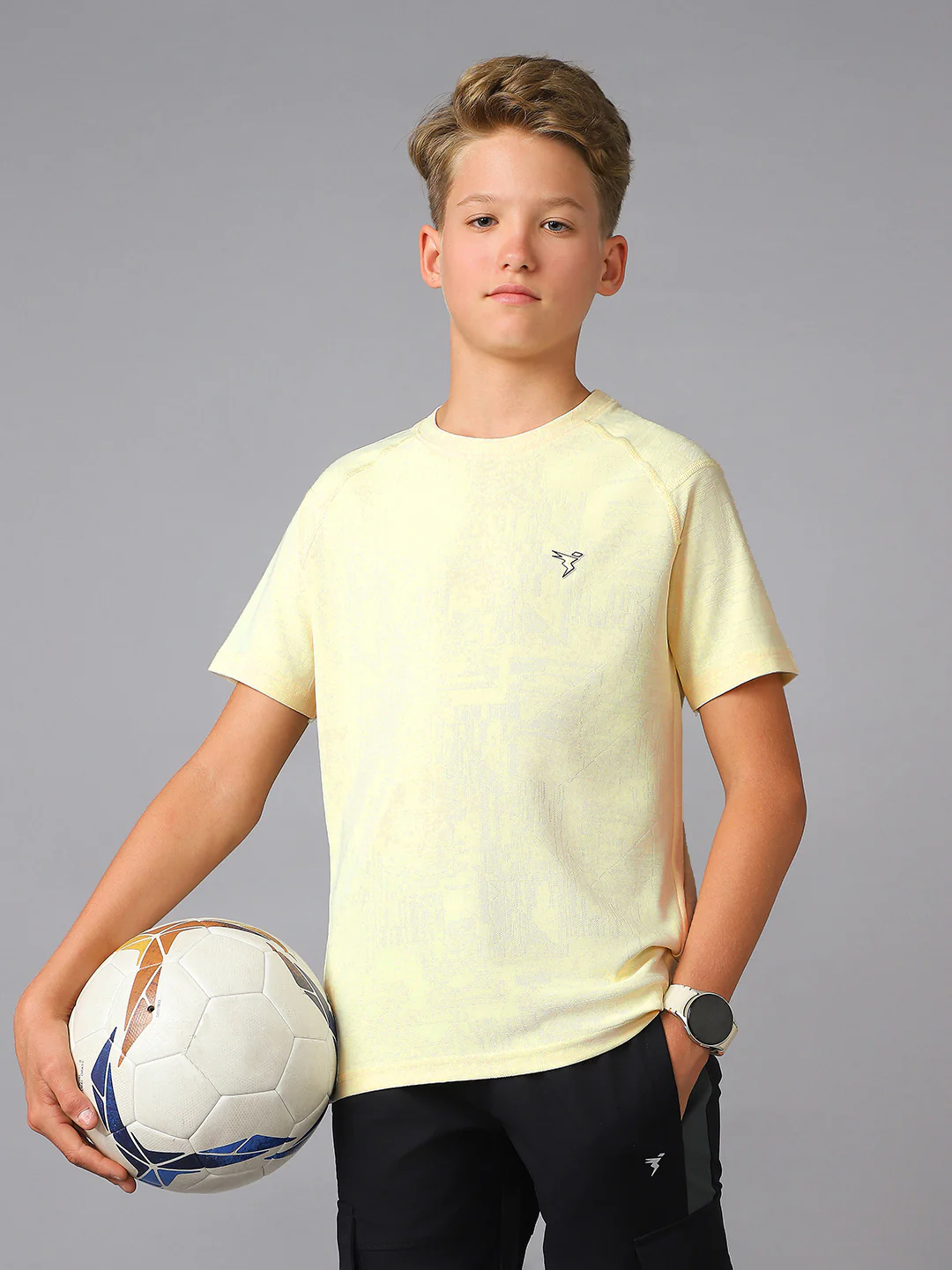 Boys Solid Slim Fit Crew Neck Sports T-shirt with MATPIQ