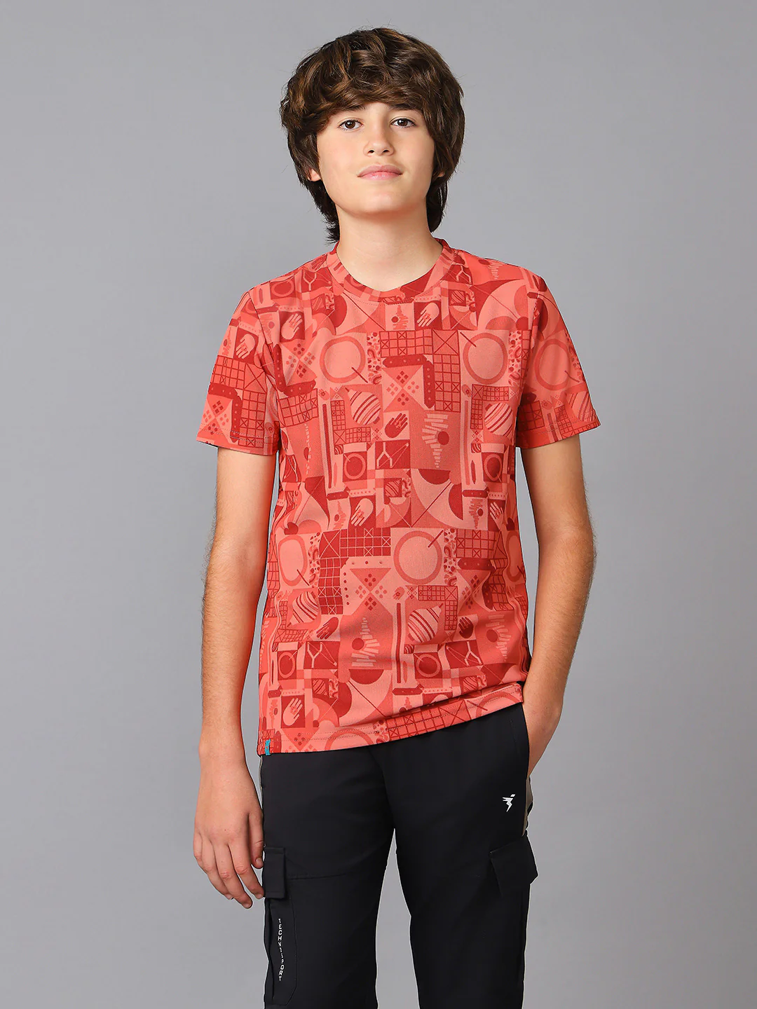 Boys Jacquard Slim Fit Crew Neck Sports T-shirt with MATPIQ - Image 2