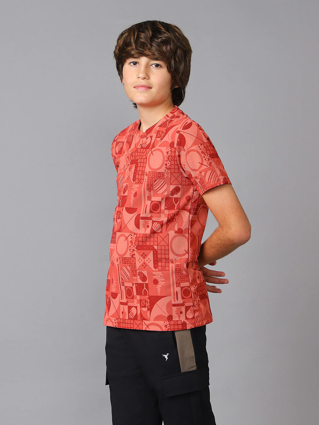 Boys Jacquard Slim Fit Crew Neck Sports T-shirt with MATPIQ - Image 4