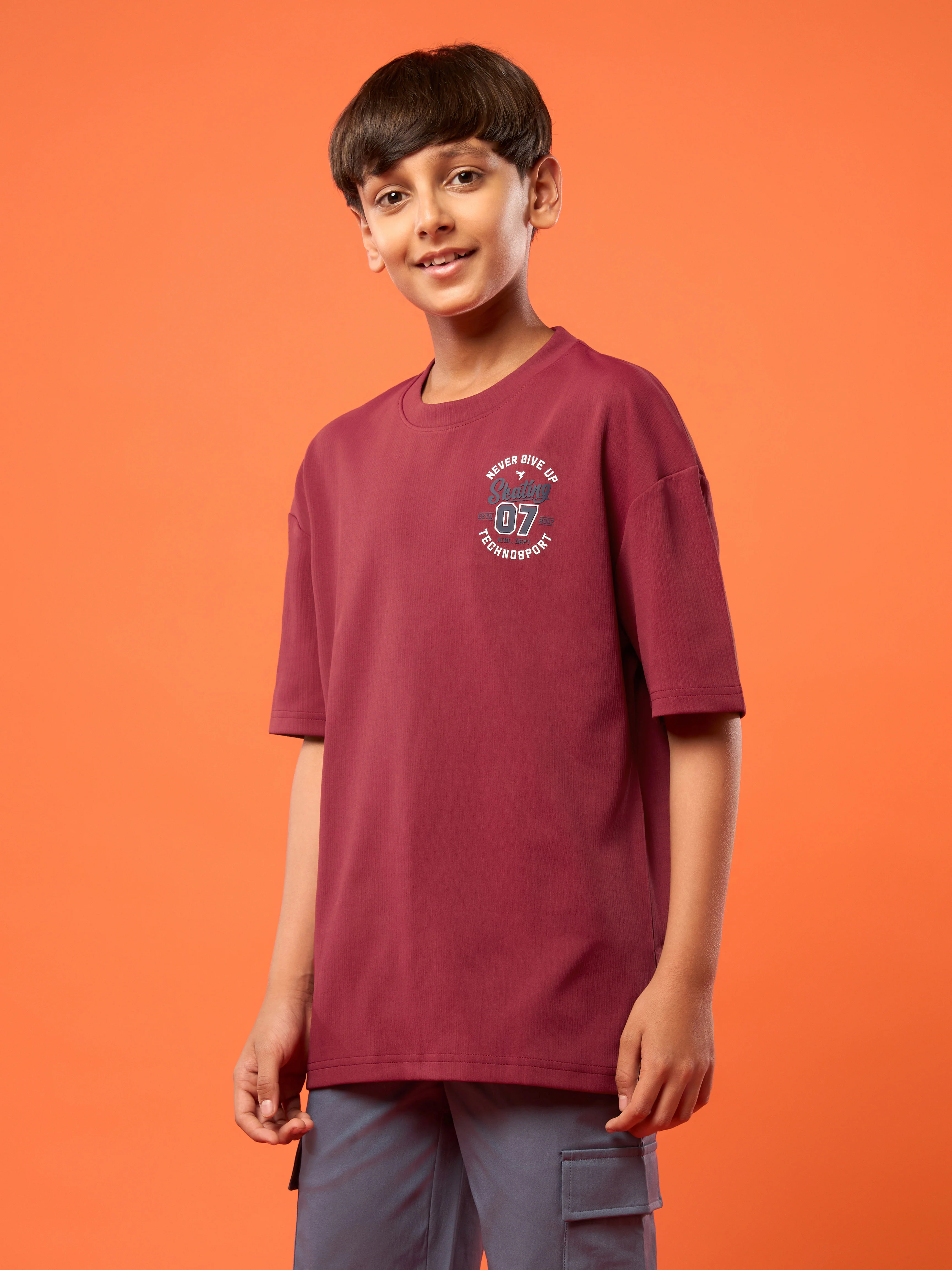 Boys Oversized Printed Round Neck Sports T-shirt with ELASTOPLUS - Image 2