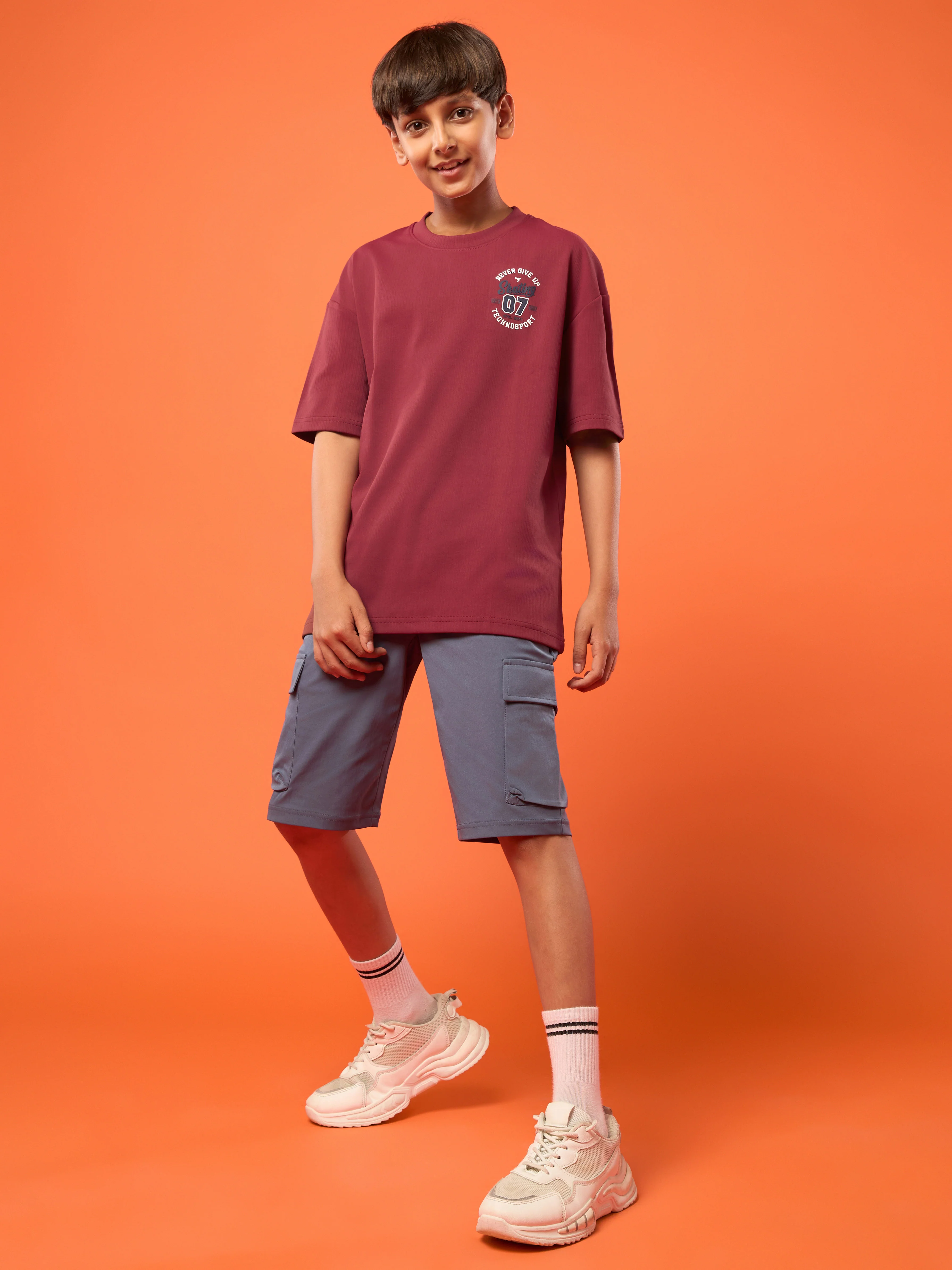 Boys Oversized Printed Round Neck Sports T-shirt with ELASTOPLUS - Image 4