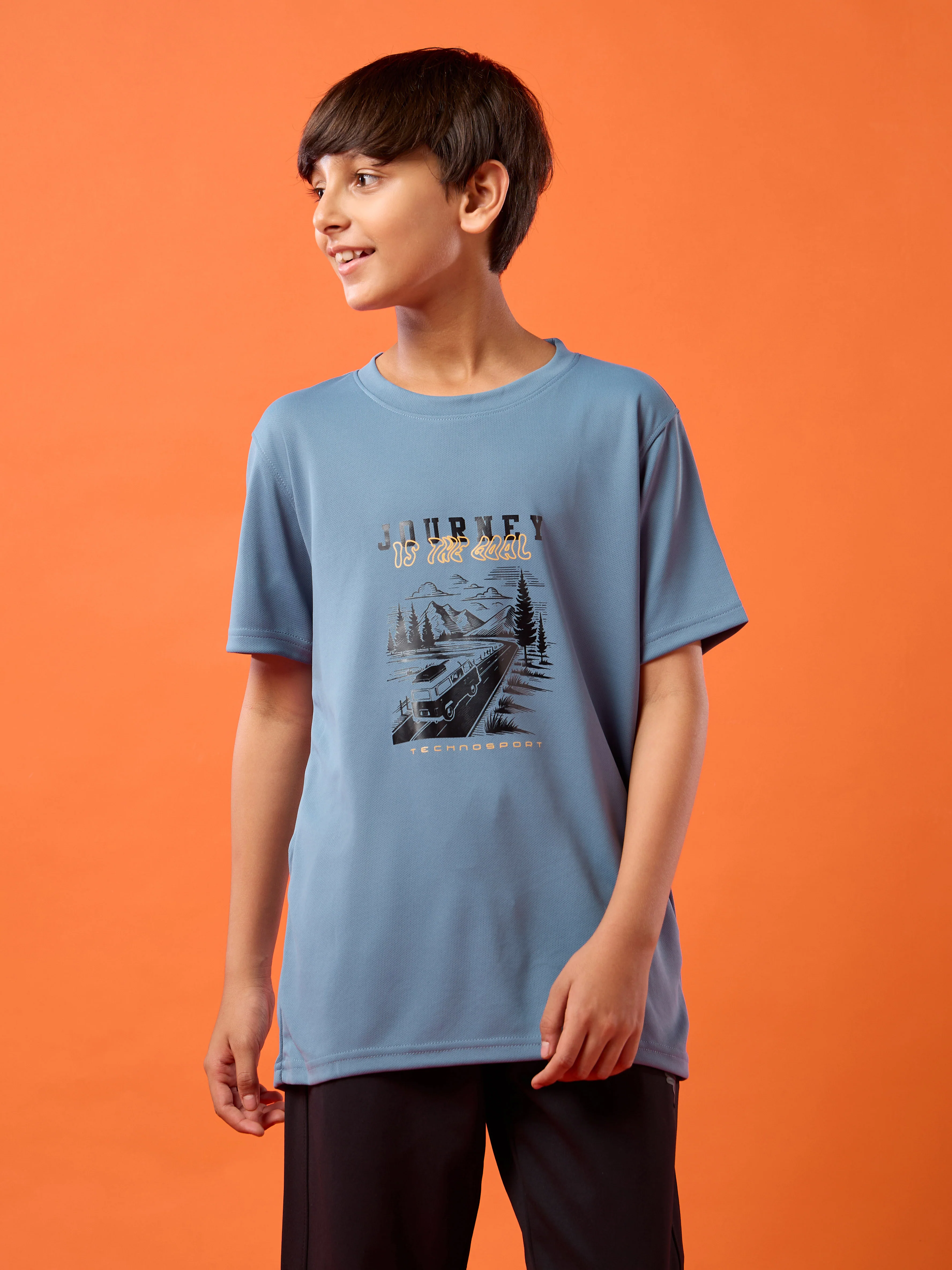 Boys Printed Slim Fit Crew Neck T-shirt with TECHNOLITE - Image 2