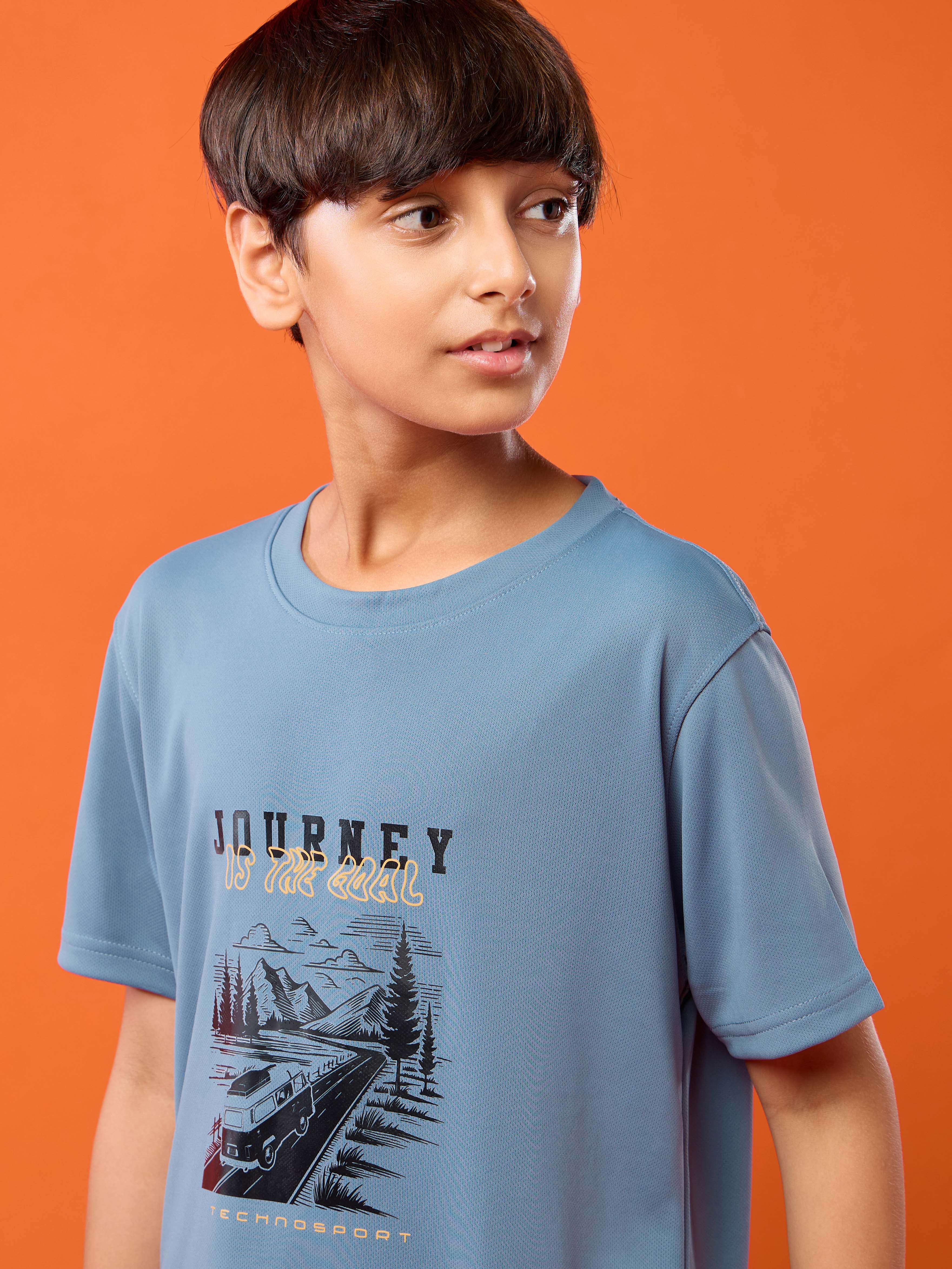 Boys Printed Slim Fit Crew Neck T-shirt with TECHNOLITE - Image 6