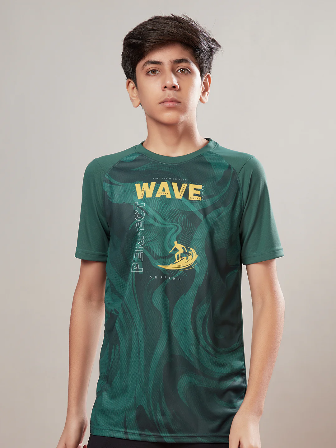 Boys Printed Slim Fit Crew Neck T-shirt with TECHNOLITE - Image 2