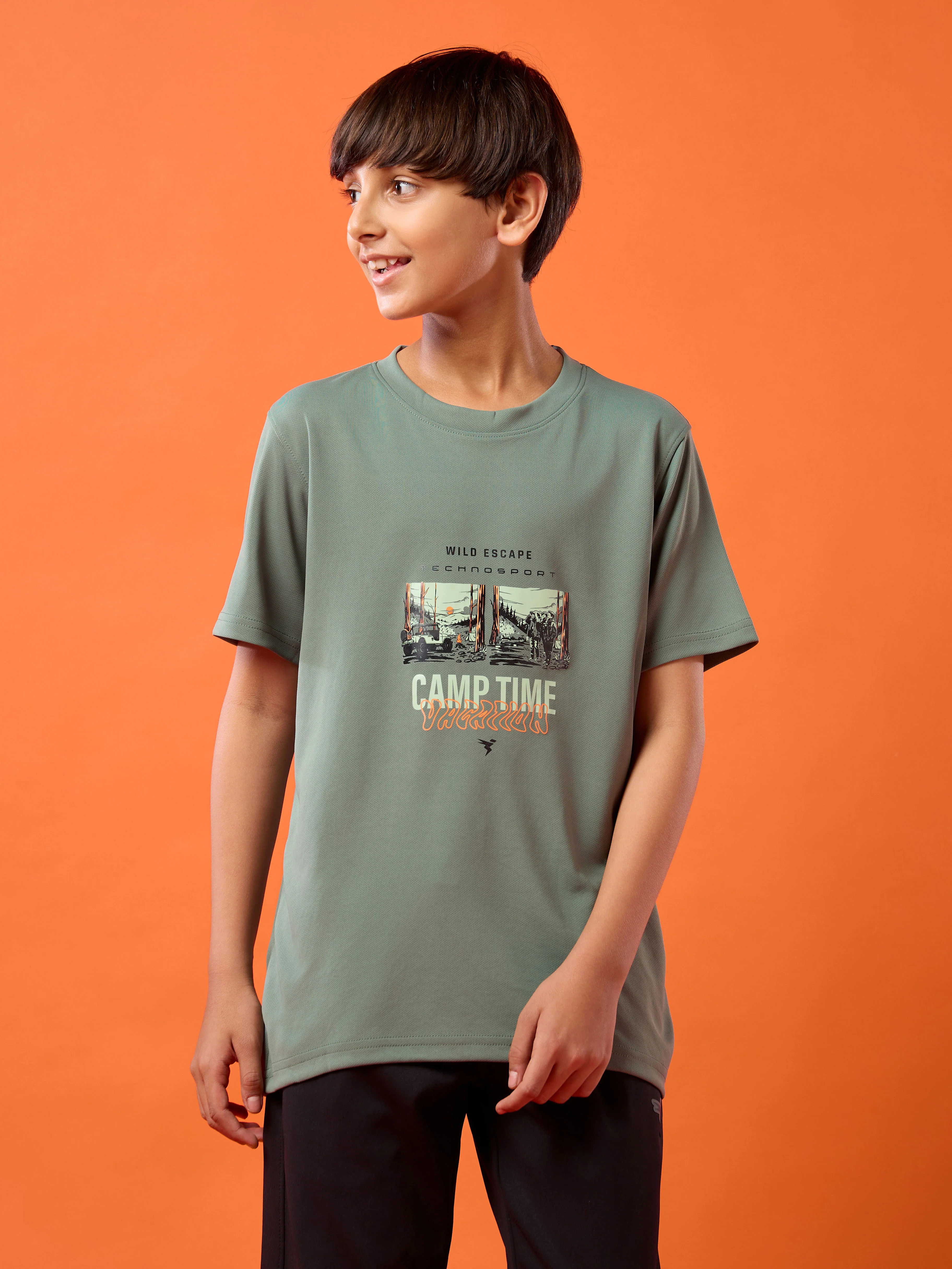 Boys Printed Slim Fit Crew Neck T-shirt with TECHNOLITE - Image 2