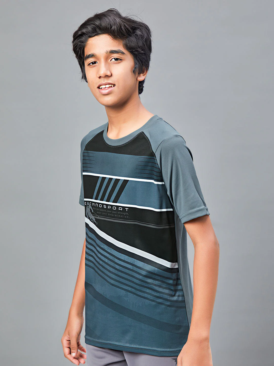 Boys Printed Slim Fit Crew Neck T-shirt with TECHNOLITE - Image 3