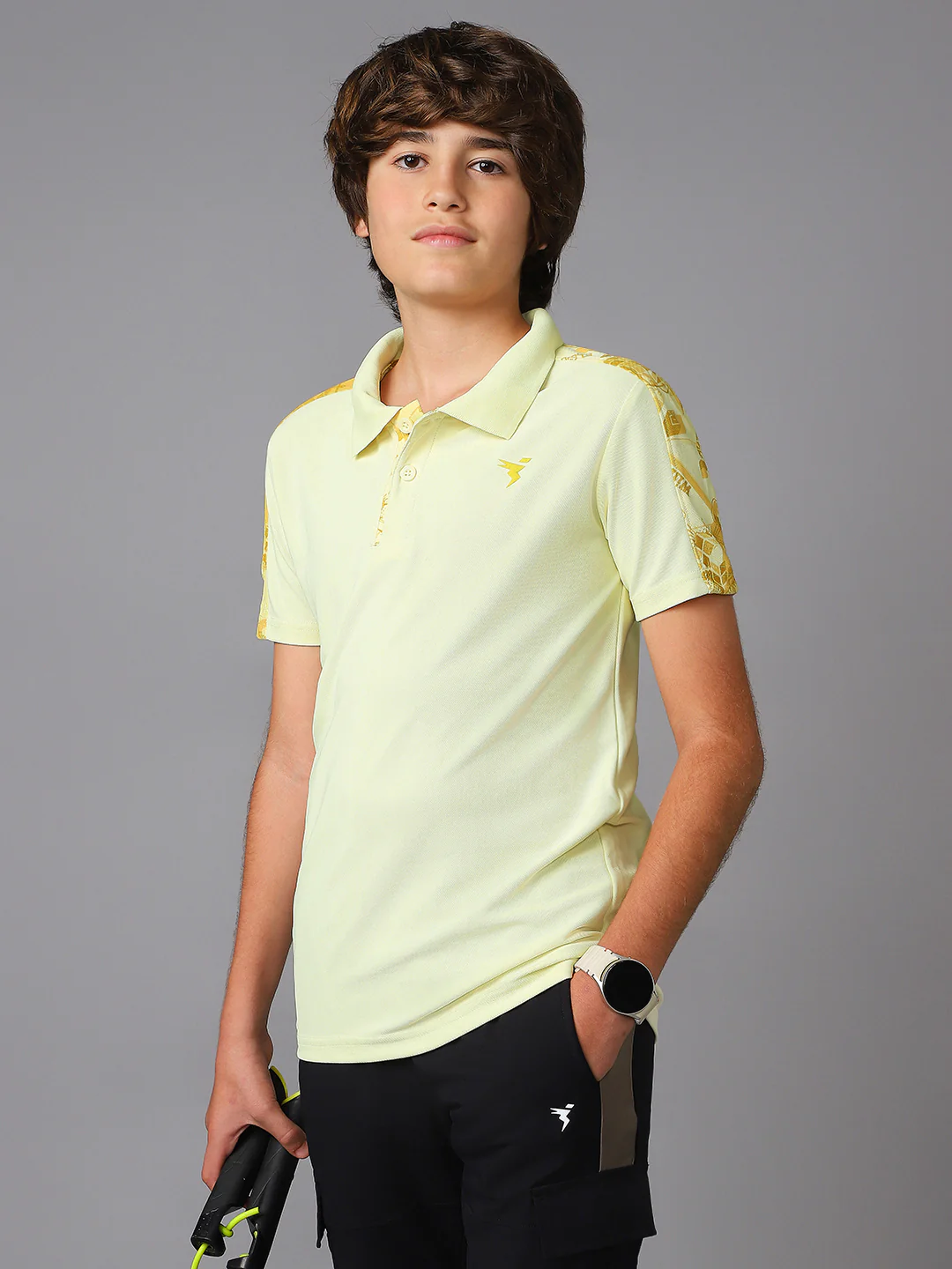 Boys Printed Slim Fit Polo Sports T-shirt with MATPIQ