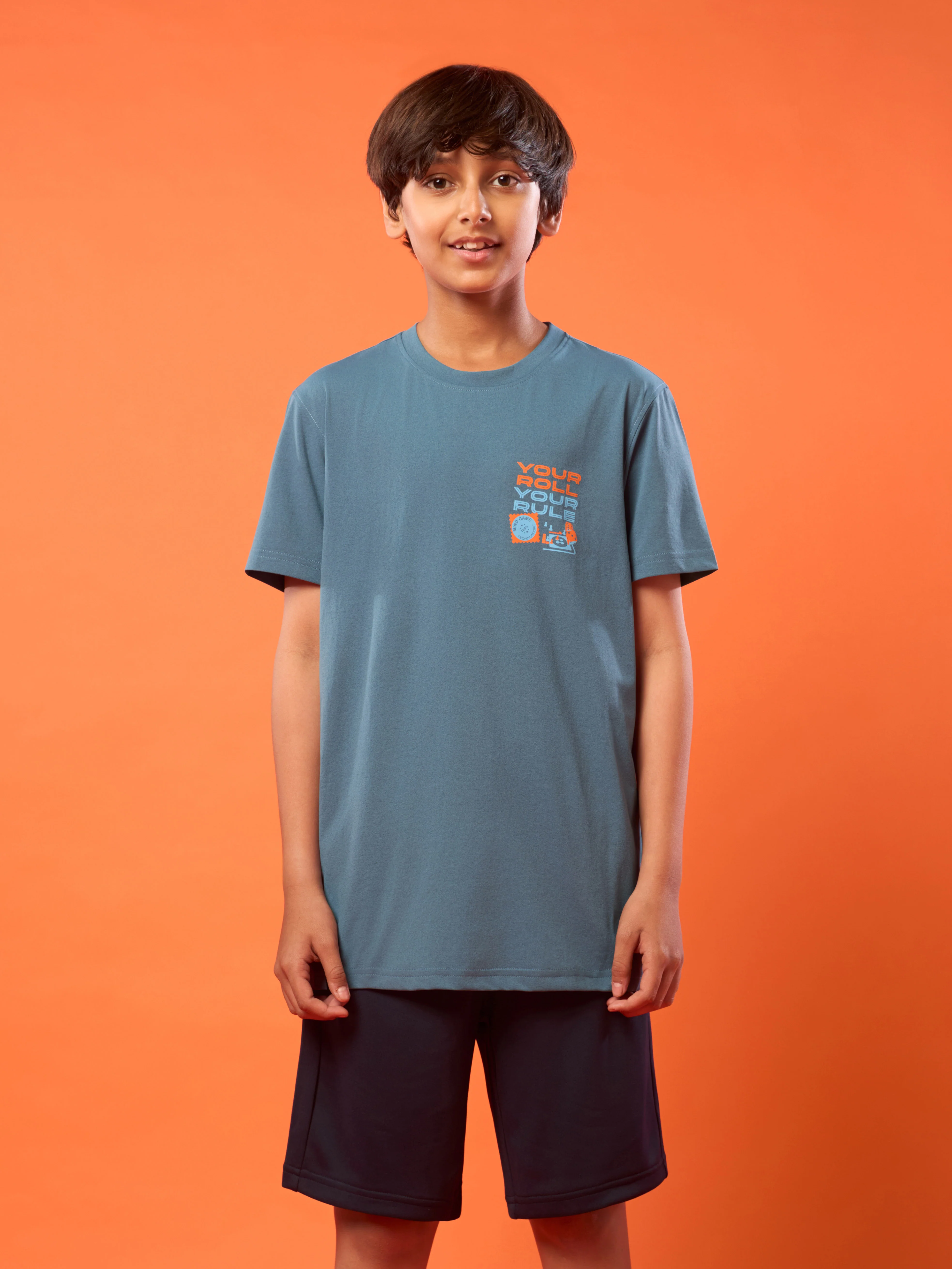 Boys Printed Slim Fit Round Neck Sports T-shirt with COTFLEX - Image 2