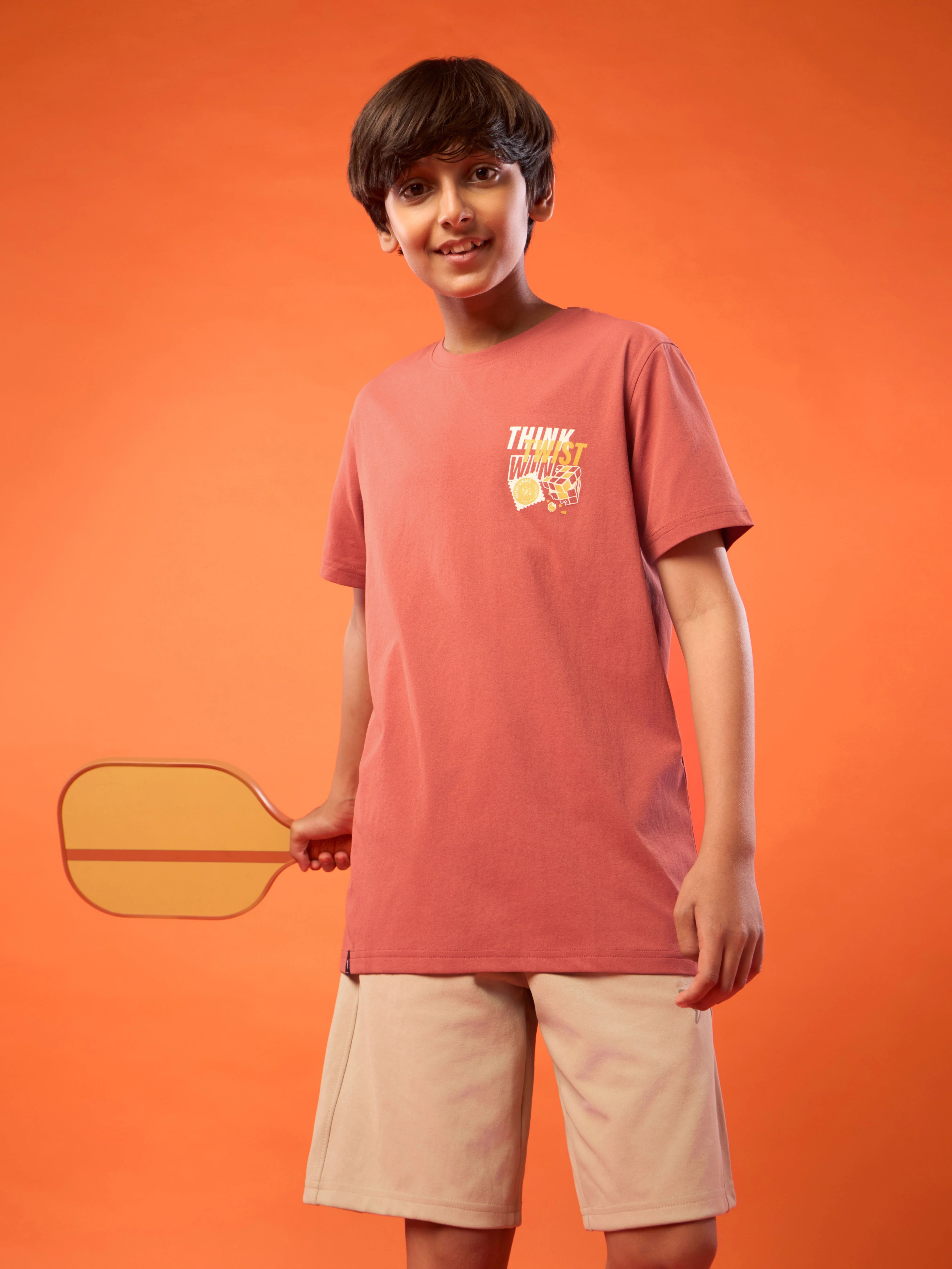 Boys Printed Slim Fit Round Neck Sports T-shirt with COTFLEX