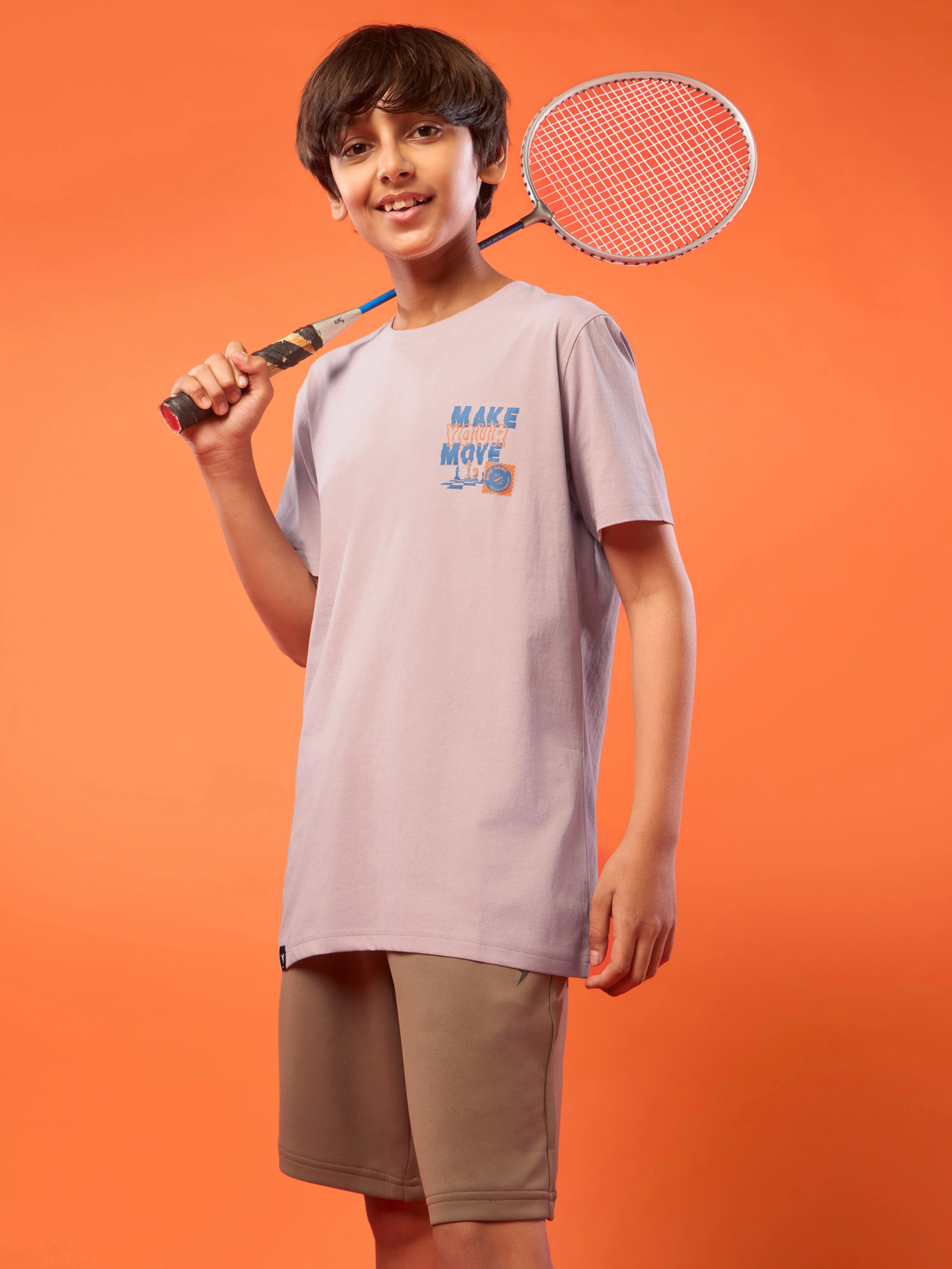 Boys Printed Slim Fit Round Neck Sports T-shirt with COTFLEX