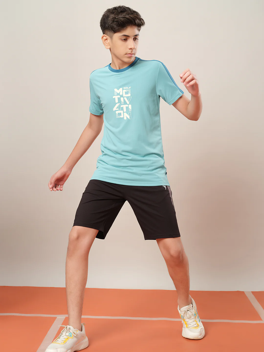 Boys Printed Slim Fit Round Neck Sports T-shirt with TECHNO DRY - Image 4