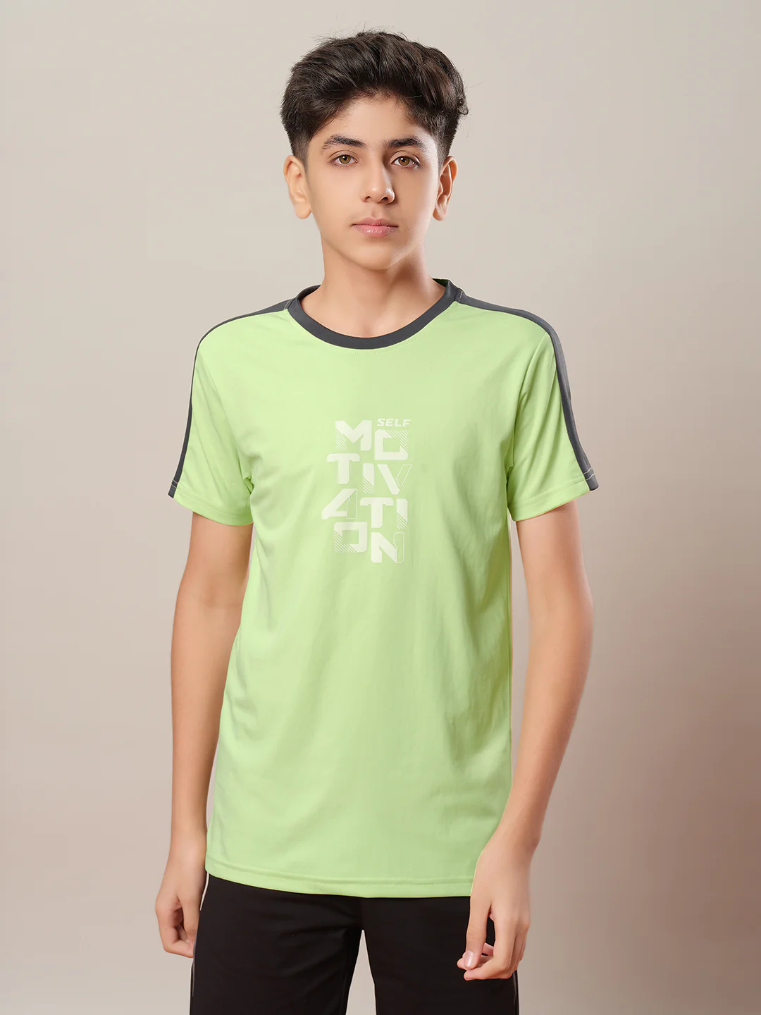 Boys Printed Slim Fit Round Neck Sports T-shirt with TECHNO DRY - Image 2