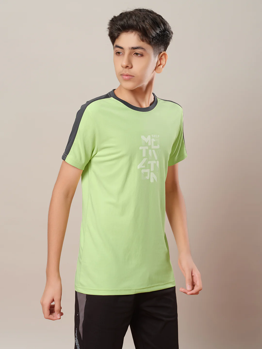 Boys Printed Slim Fit Round Neck Sports T-shirt with TECHNO DRY - Image 4
