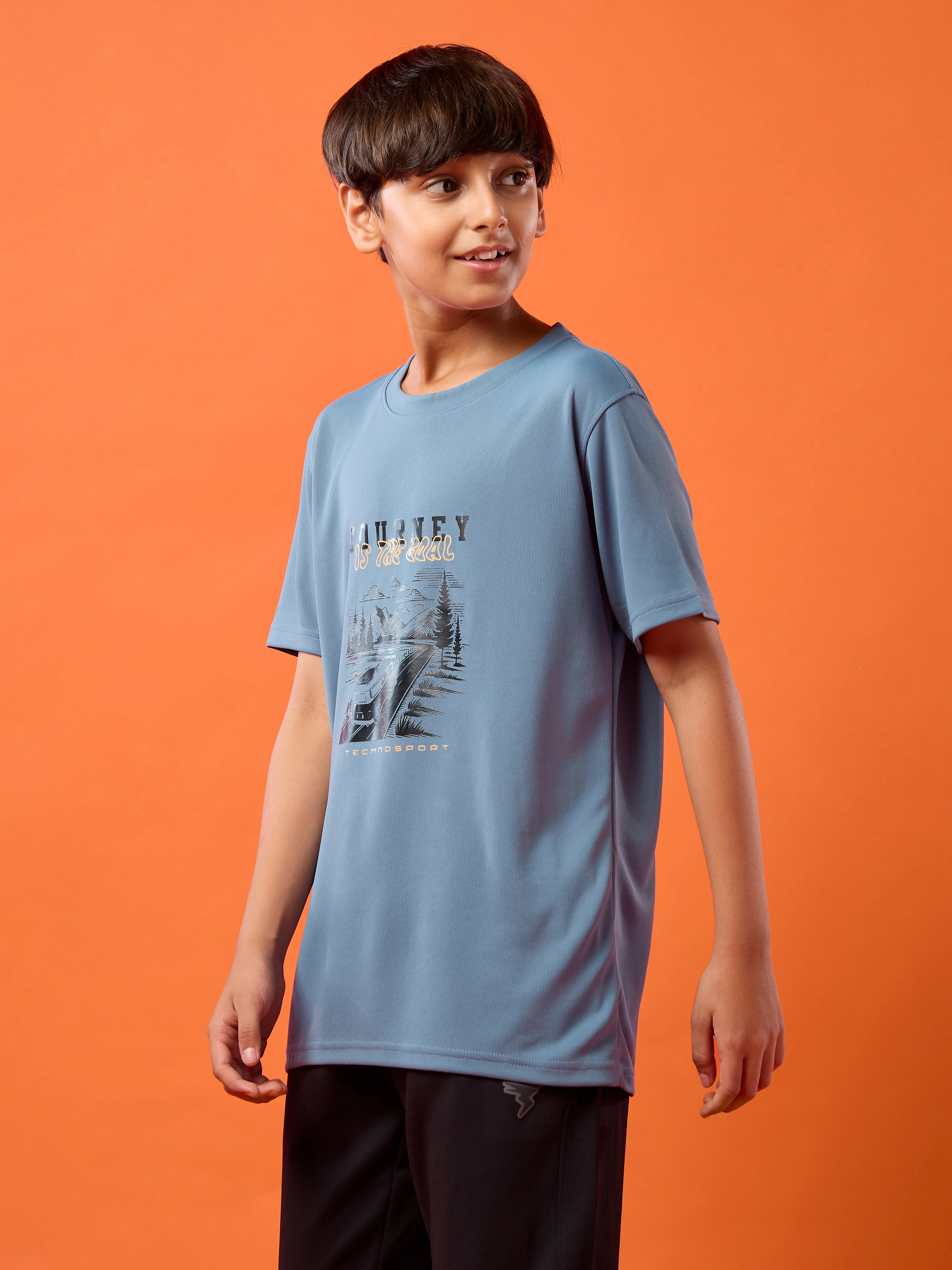 Boys Printed Slim Fit Round Neck Sports T-shirt with TECHNOCOOL+ - Image 4