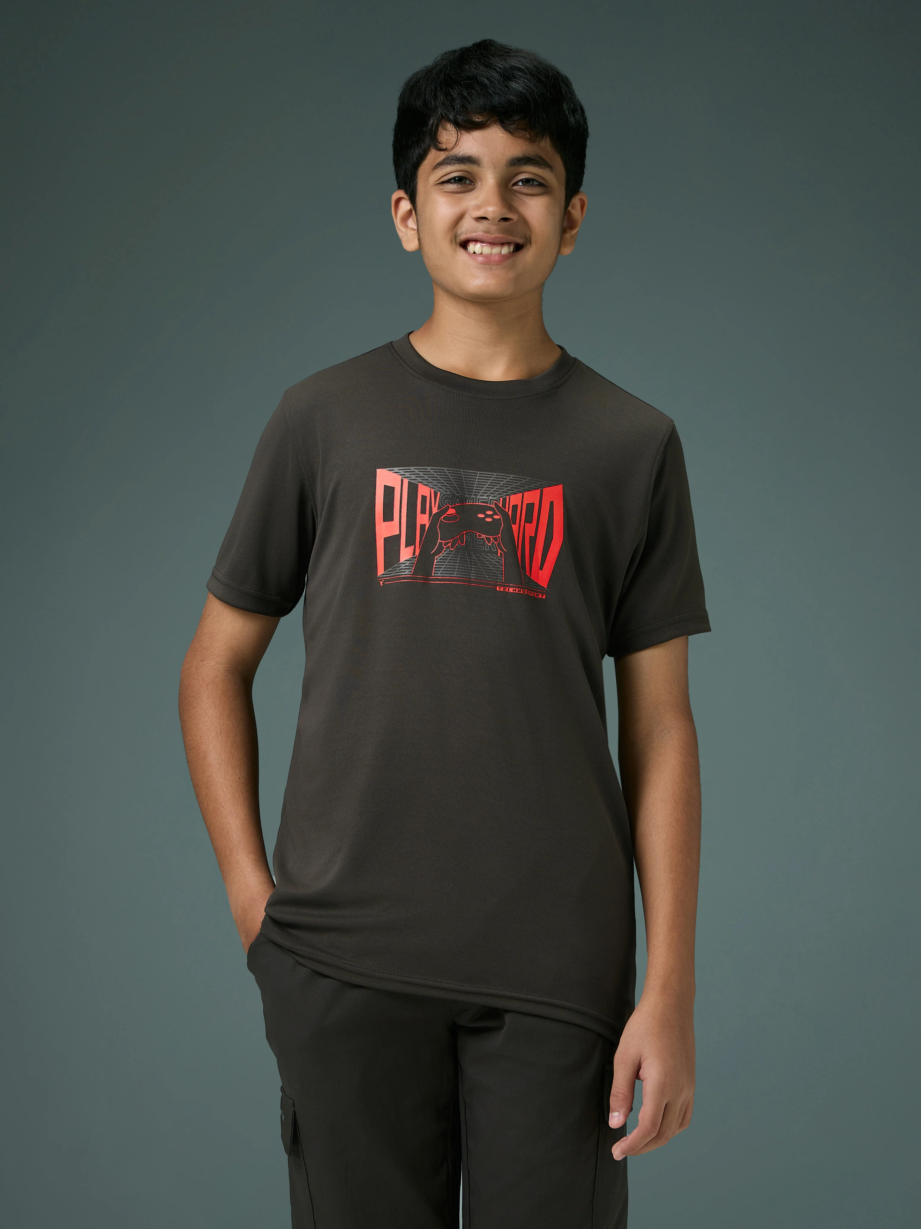 Boys Printed Slim Fit Round Neck Sports T-shirt with TECHNOCOOL+ - Image 2