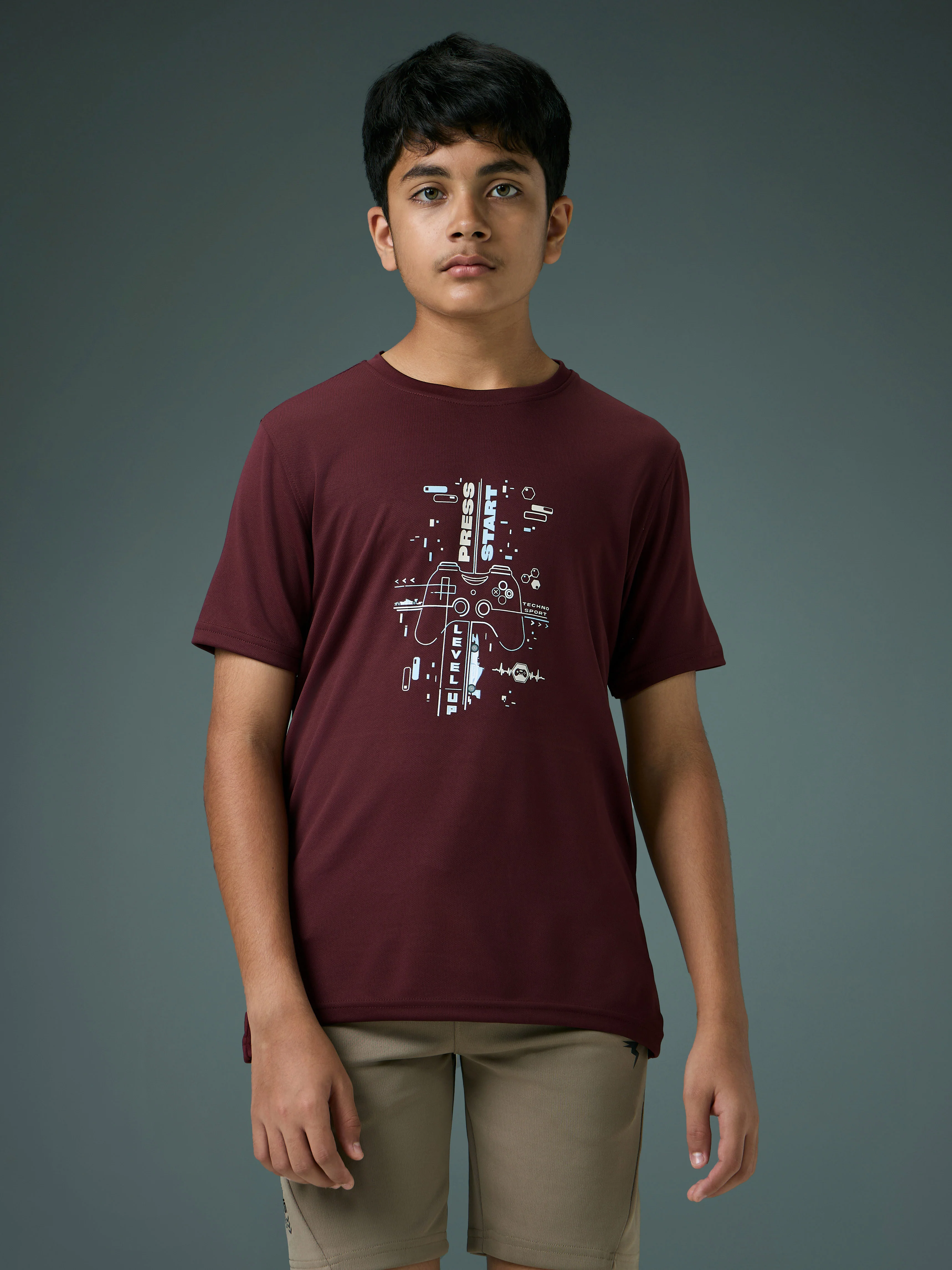 Boys Printed Slim Fit Round Neck Sports T-shirt with TECHNOCOOL+ - Image 2