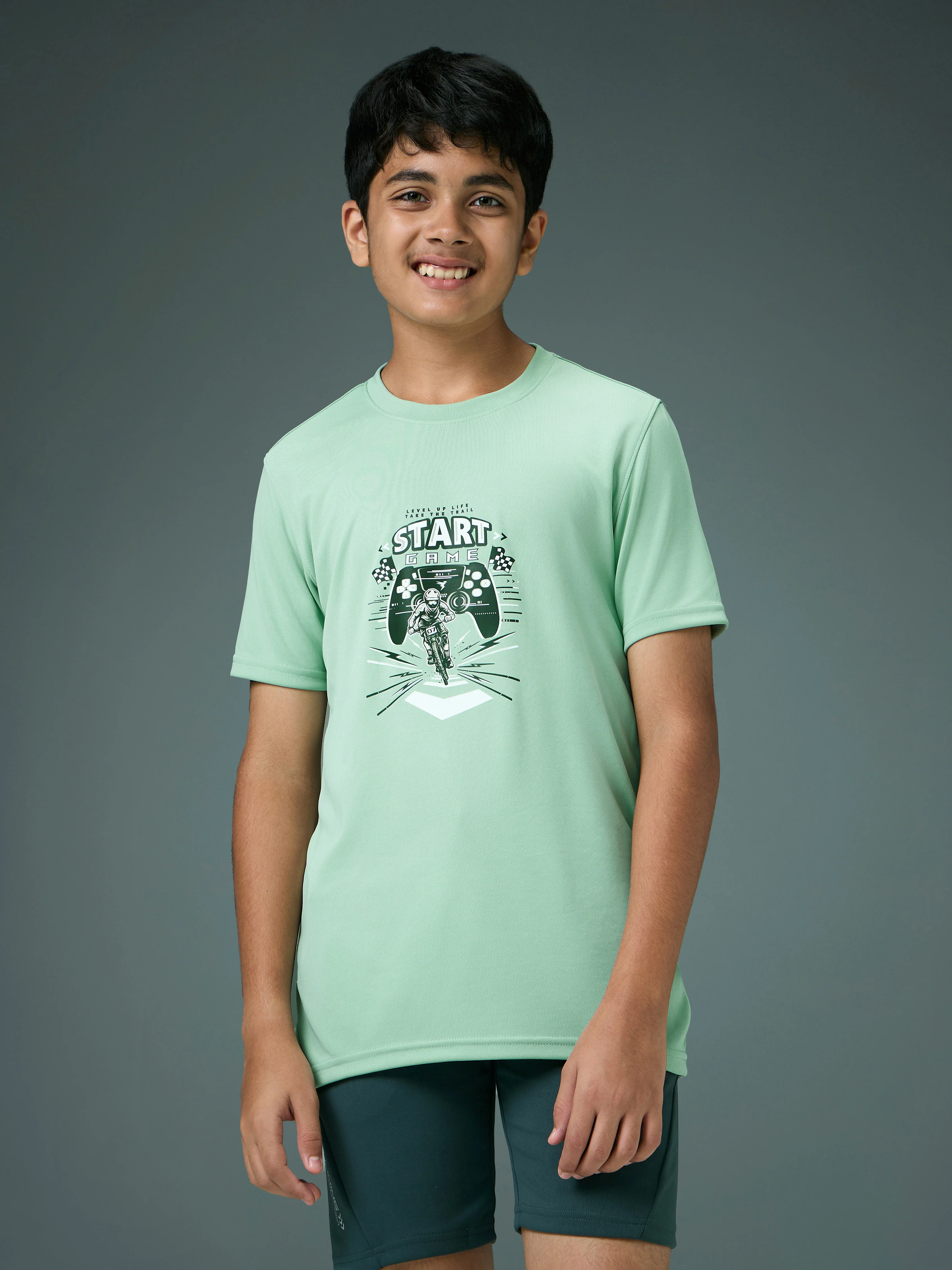 Boys Printed Slim Fit Round Neck Sports T-shirt with TECHNOCOOL+ - Image 2