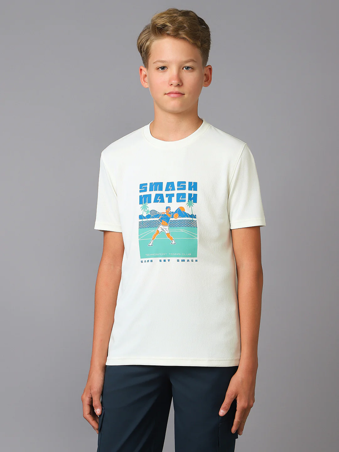 Boys Printed Slim Fit Round Neck Sports T-shirt with TECHNOCOOL+ - Image 2