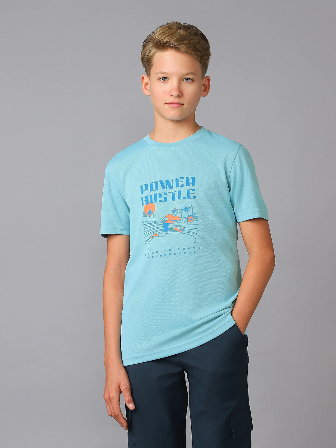 Boys Printed Slim Fit Round Neck Sports T-shirt with TECHNOCOOL+ - Image 2