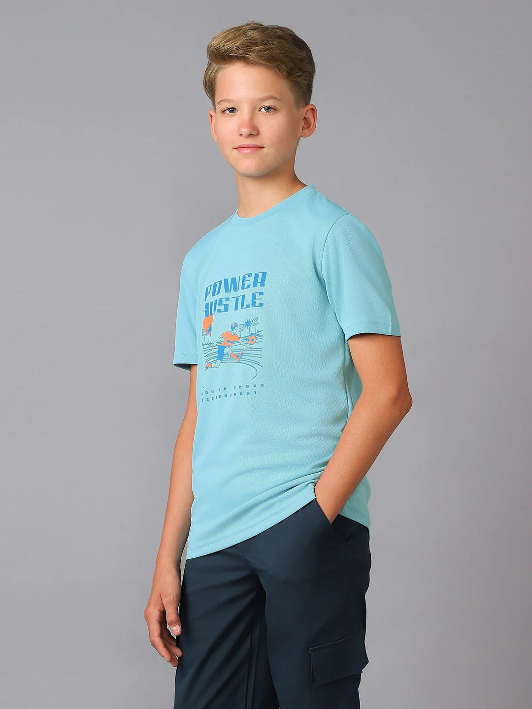 Boys Printed Slim Fit Round Neck Sports T-shirt with TECHNOCOOL+ - Image 4